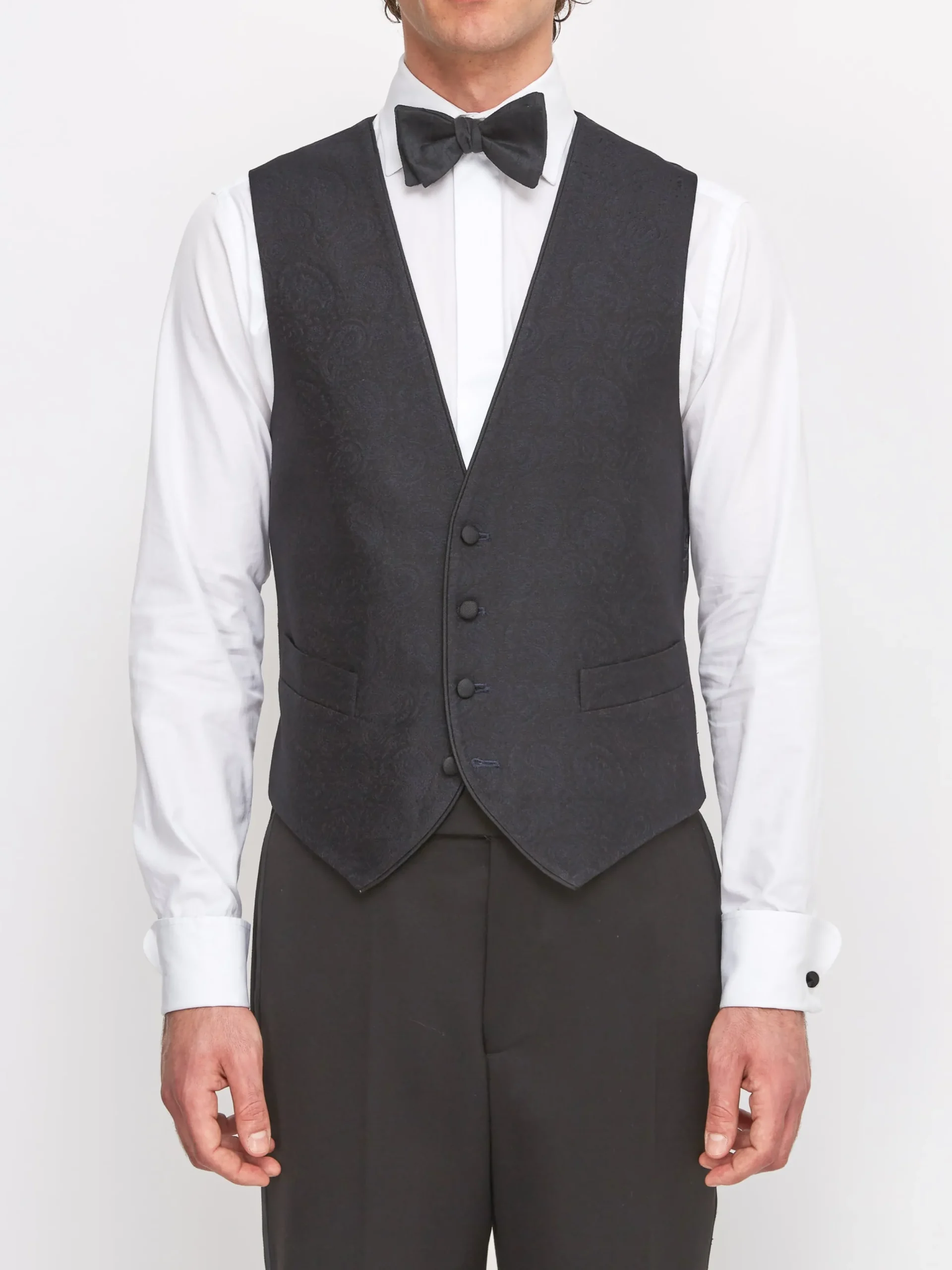 Favourbrook Midnight Vincent Wool Single Breasted 4 Button Piped Waistcoat- Waistcoats | Single Breasted Waistcoats