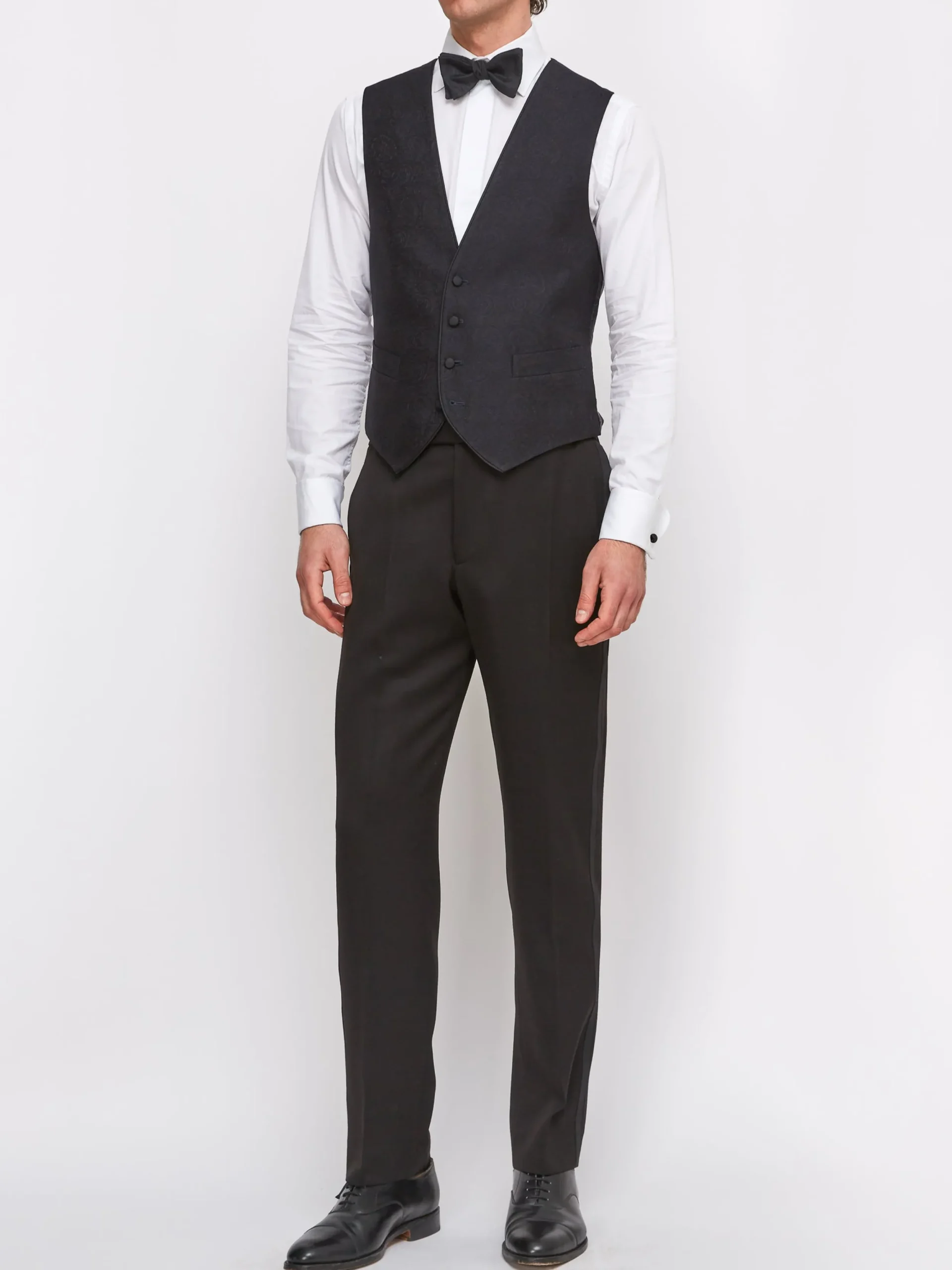 Favourbrook Midnight Vincent Wool Single Breasted 4 Button Piped Waistcoat- Waistcoats | Single Breasted Waistcoats