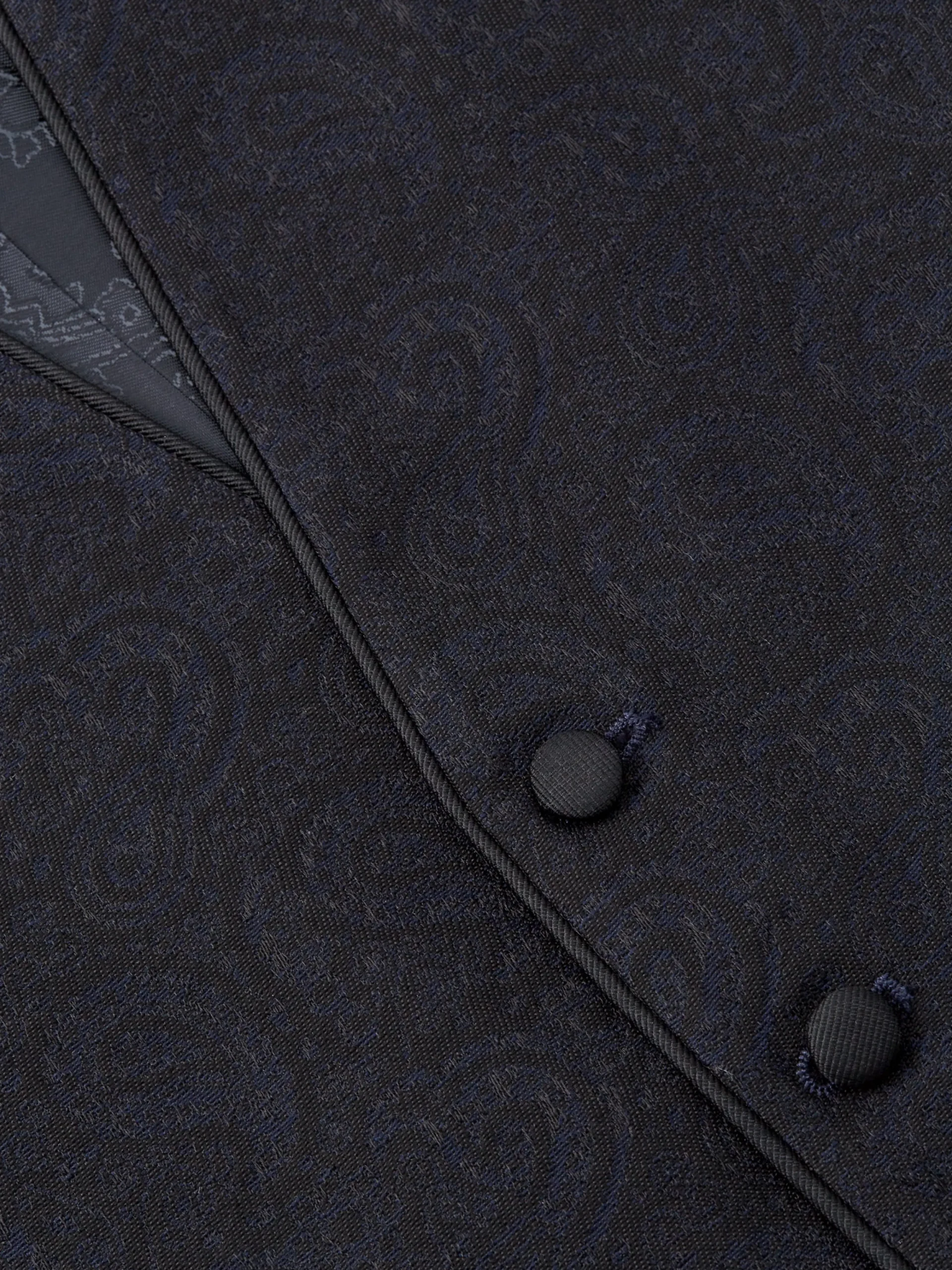 Favourbrook Midnight Vincent Wool Single Breasted 4 Button Piped Waistcoat- Waistcoats | Single Breasted Waistcoats