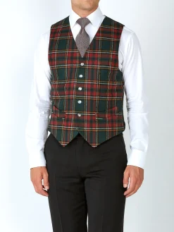 Favourbrook Multi Dunrobin Wool Single Breasted 6 Button Ticket Pocket Waistcoat- Waistcoats | Evening Waistcoats