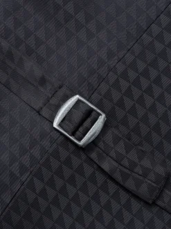 Favourbrook Navy Botanics Silk Single Breasted 4 Button Waistcoat- Waistcoats | Single Breasted Waistcoats