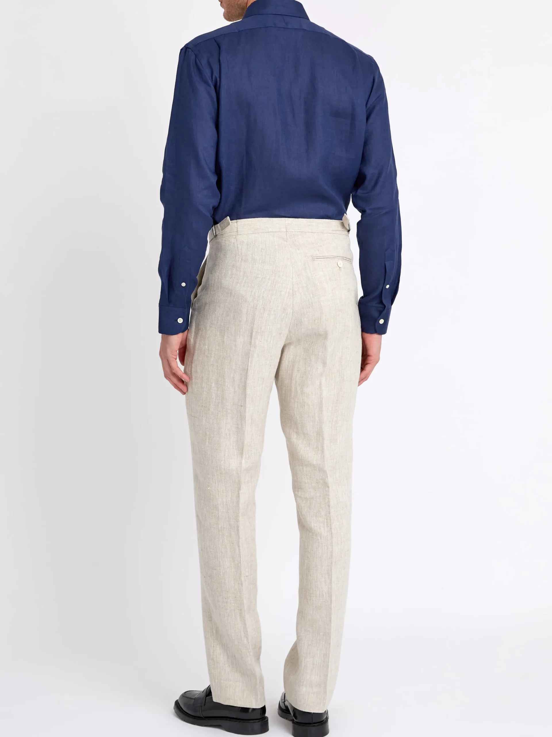 Favourbrook Navy Bridford Linen Cutaway Collar Shirt- Shirts