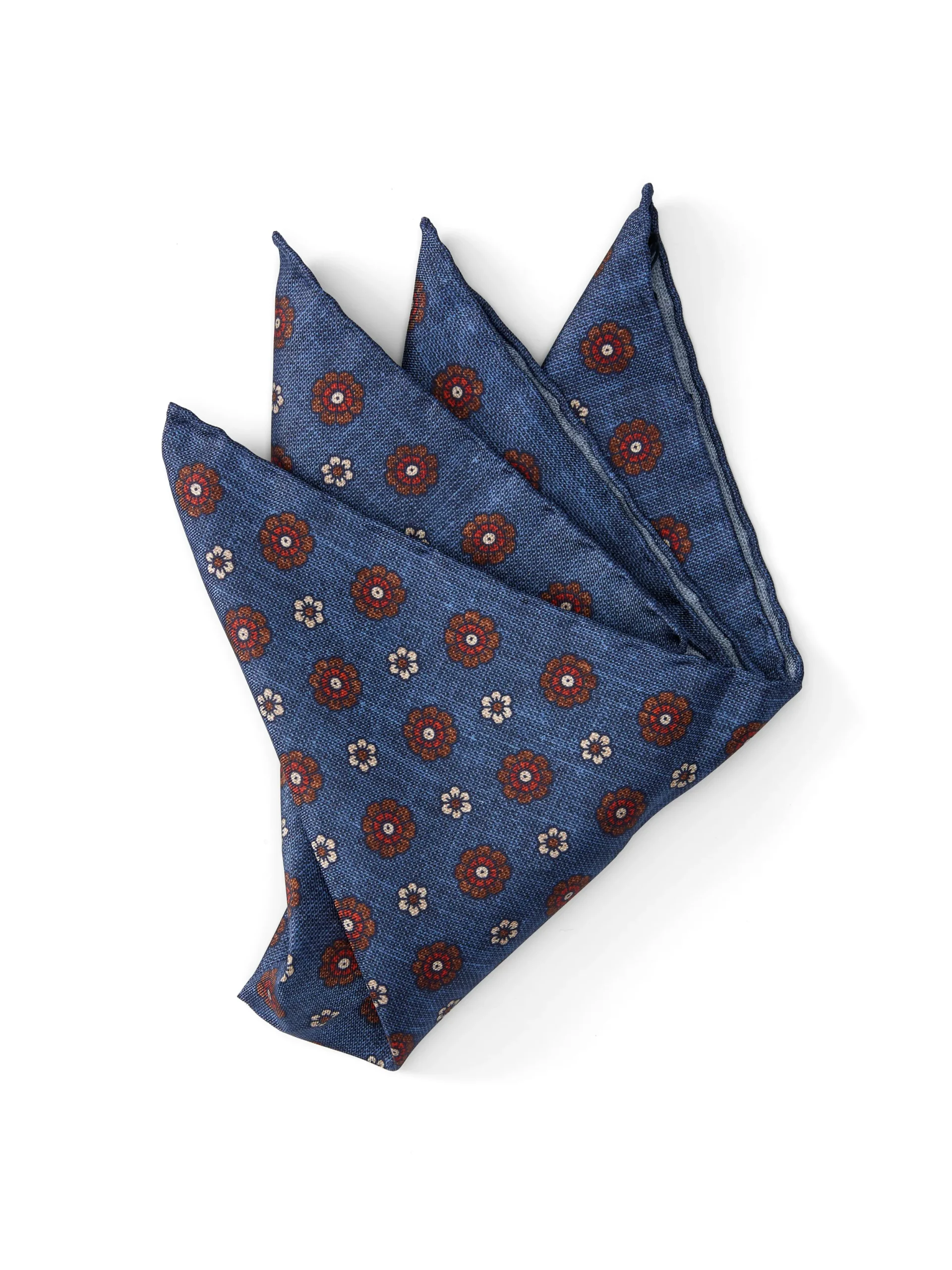 Favourbrook Navy Chartwell Silk Pocket Square- Pocket Squares