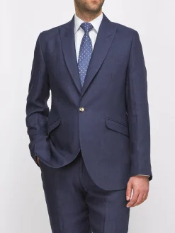 Favourbrook Navy Ethan Herringbone Ebury Jacket- Suits