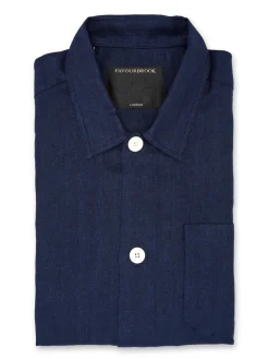 Favourbrook Navy Ethan Linen Safari Shirt- Shirts