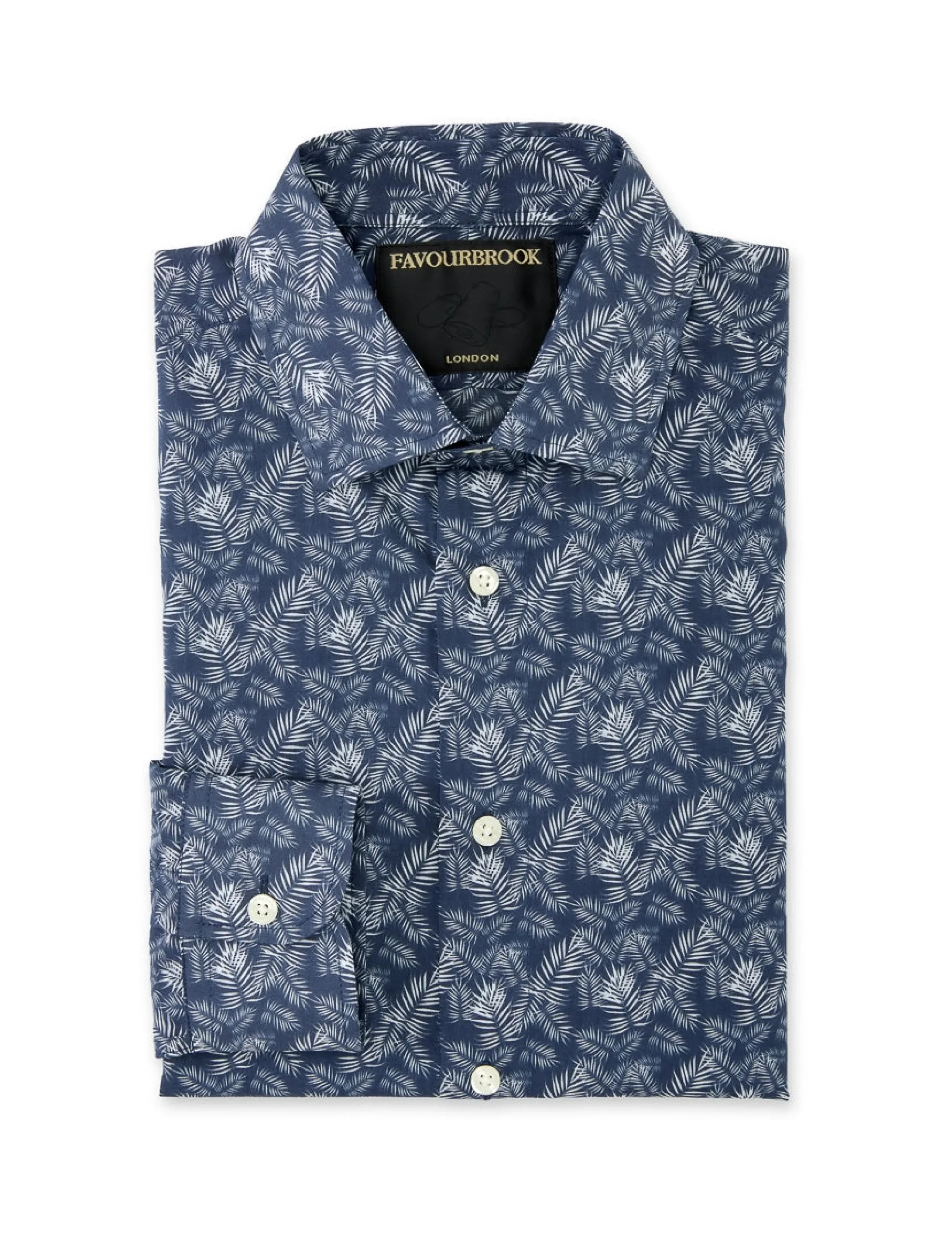 Favourbrook Navy Fern Cotton Oratory Shirt- Shirts
