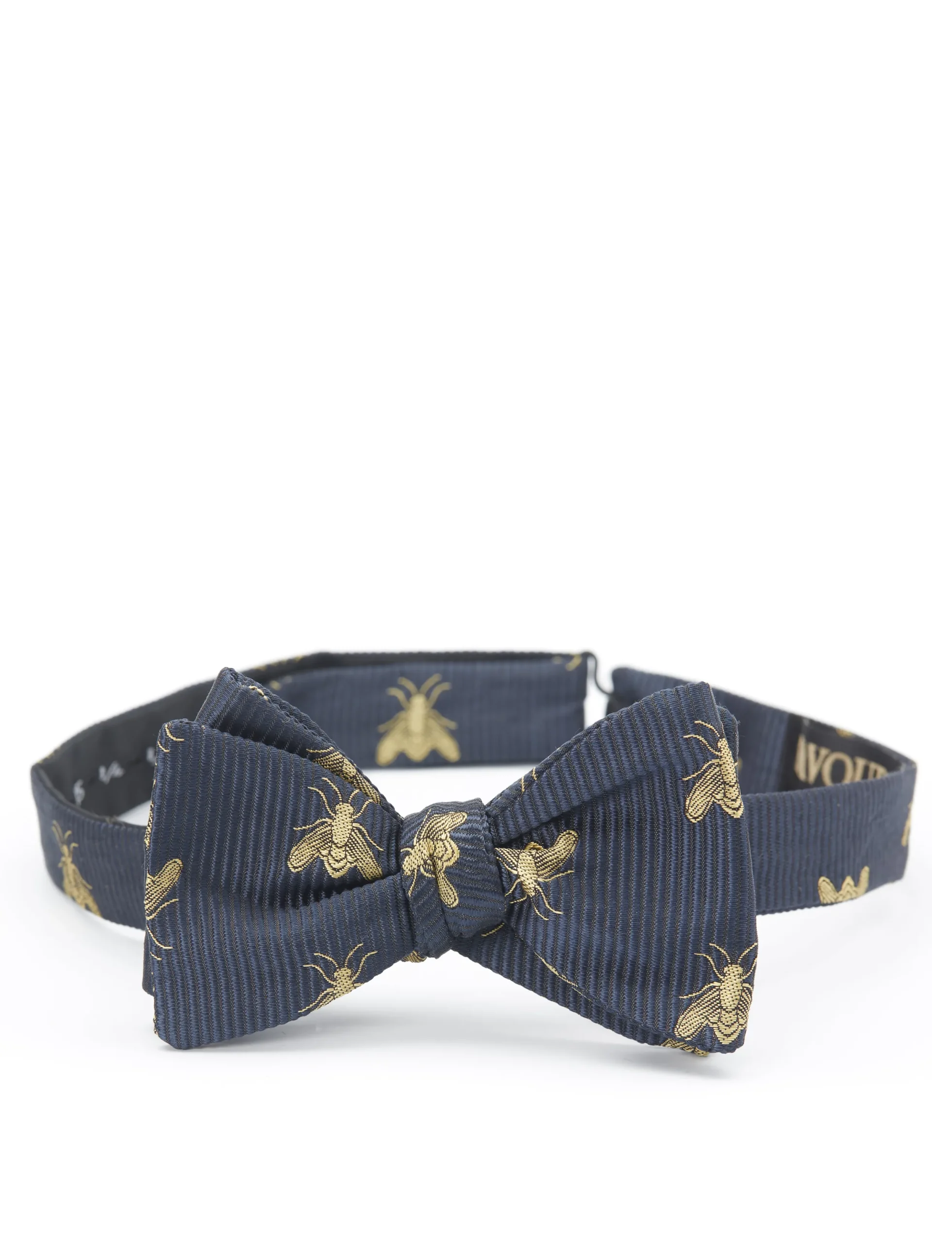Favourbrook Navy Gold Bees Silk Large Party Bow Tie- Bow Ties