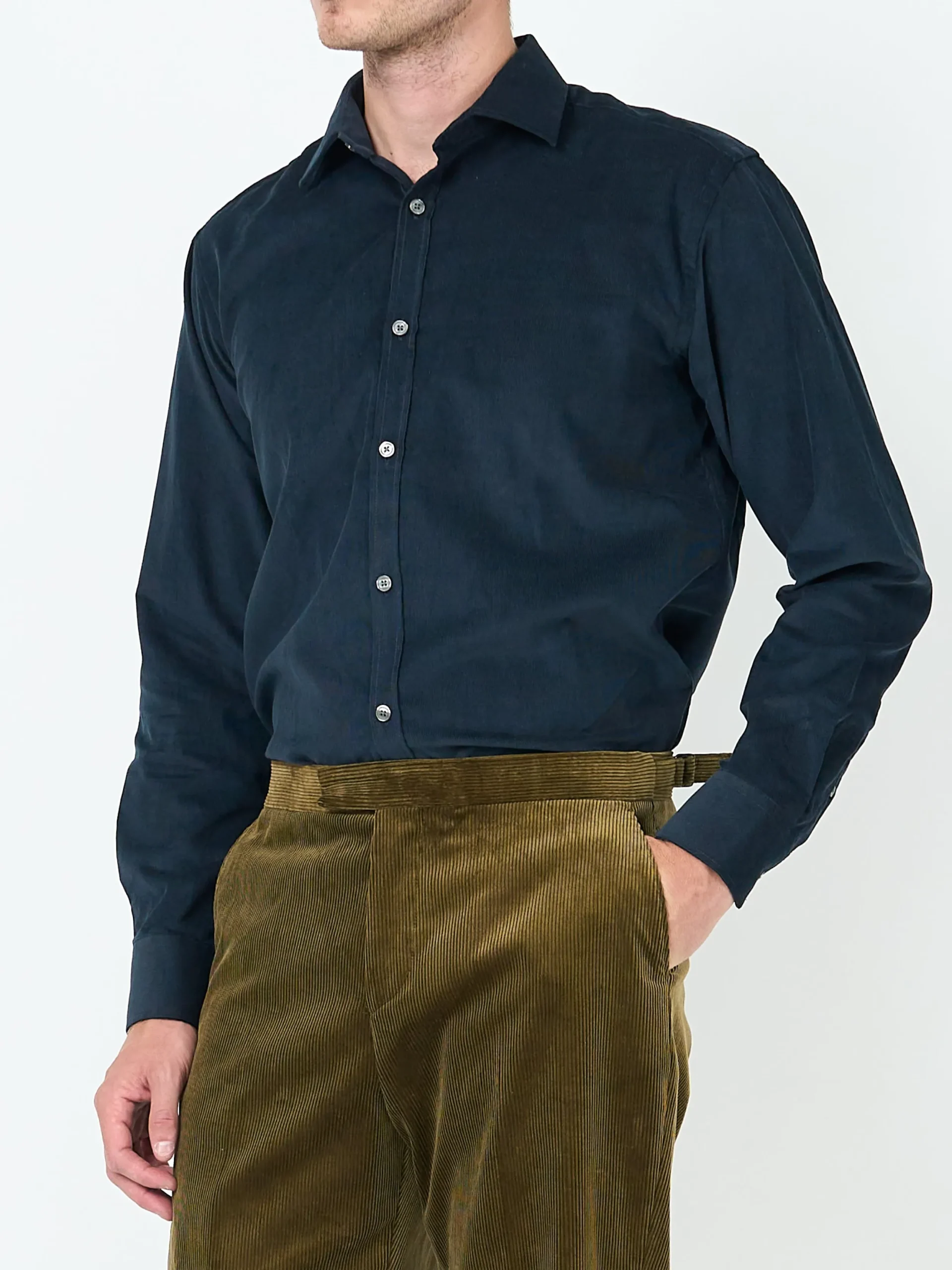 Favourbrook Navy Mersey Cord Burlington Shirt- Shirts