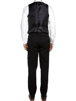 Favourbrook Navy Peacock Silk Single Breasted 6 Button Waistcoat- Waistcoats | Evening Waistcoats