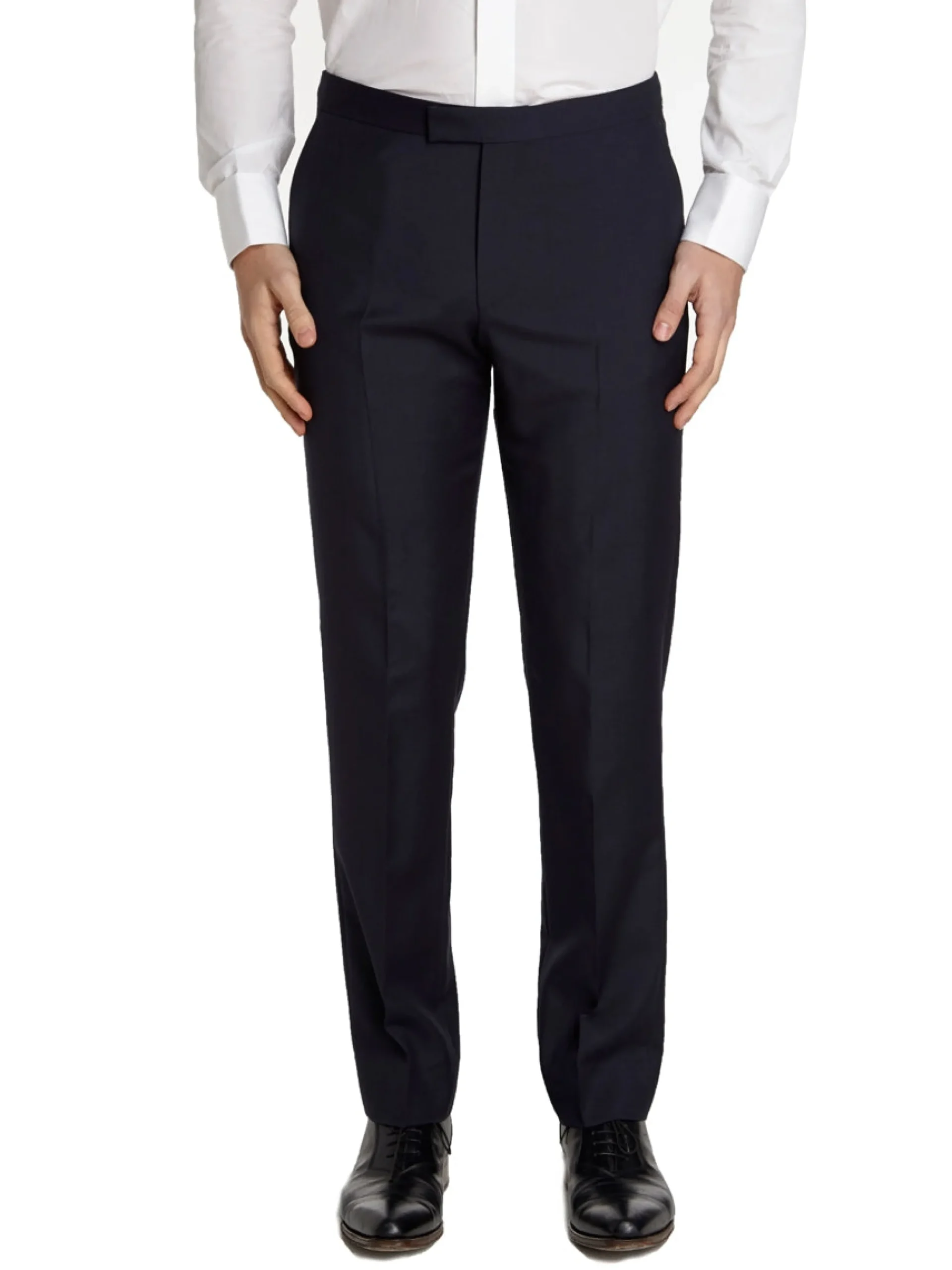 Favourbrook Navy Tonic Mohair Wool Flat Front Trouser- Trousers
