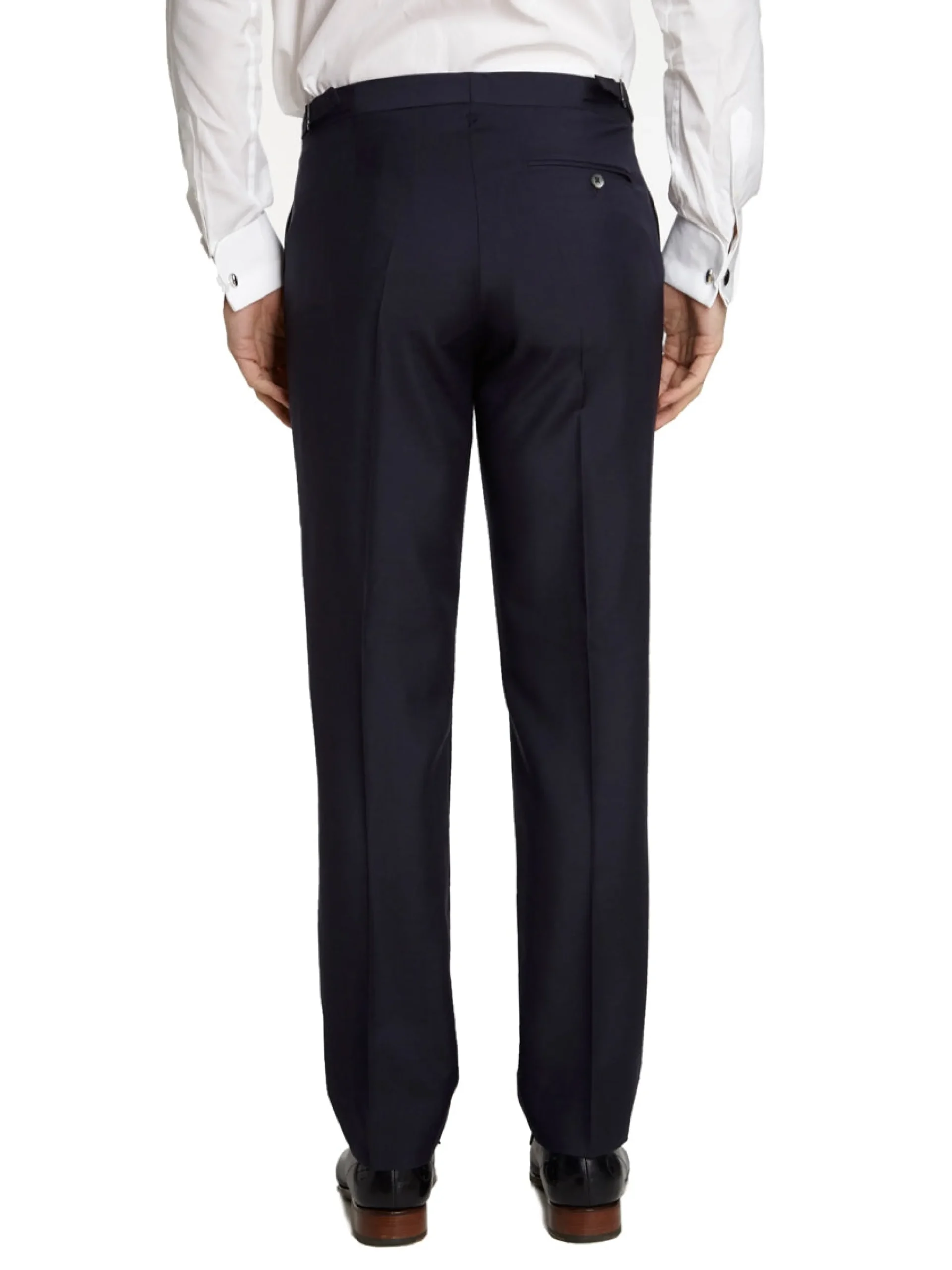 Favourbrook Navy Tonic Mohair Wool Flat Front Trouser- Trousers