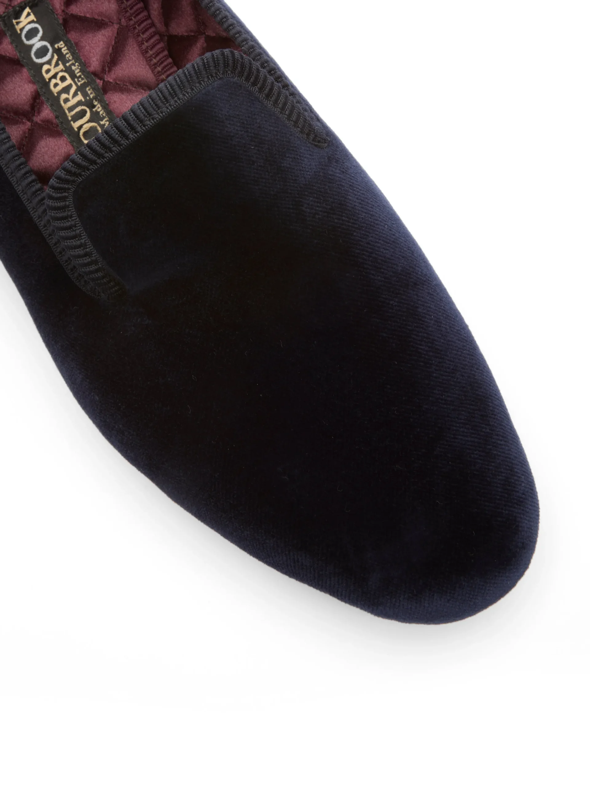 Favourbrook Navy Velvet Cotton & Leather Slippers- Slippers