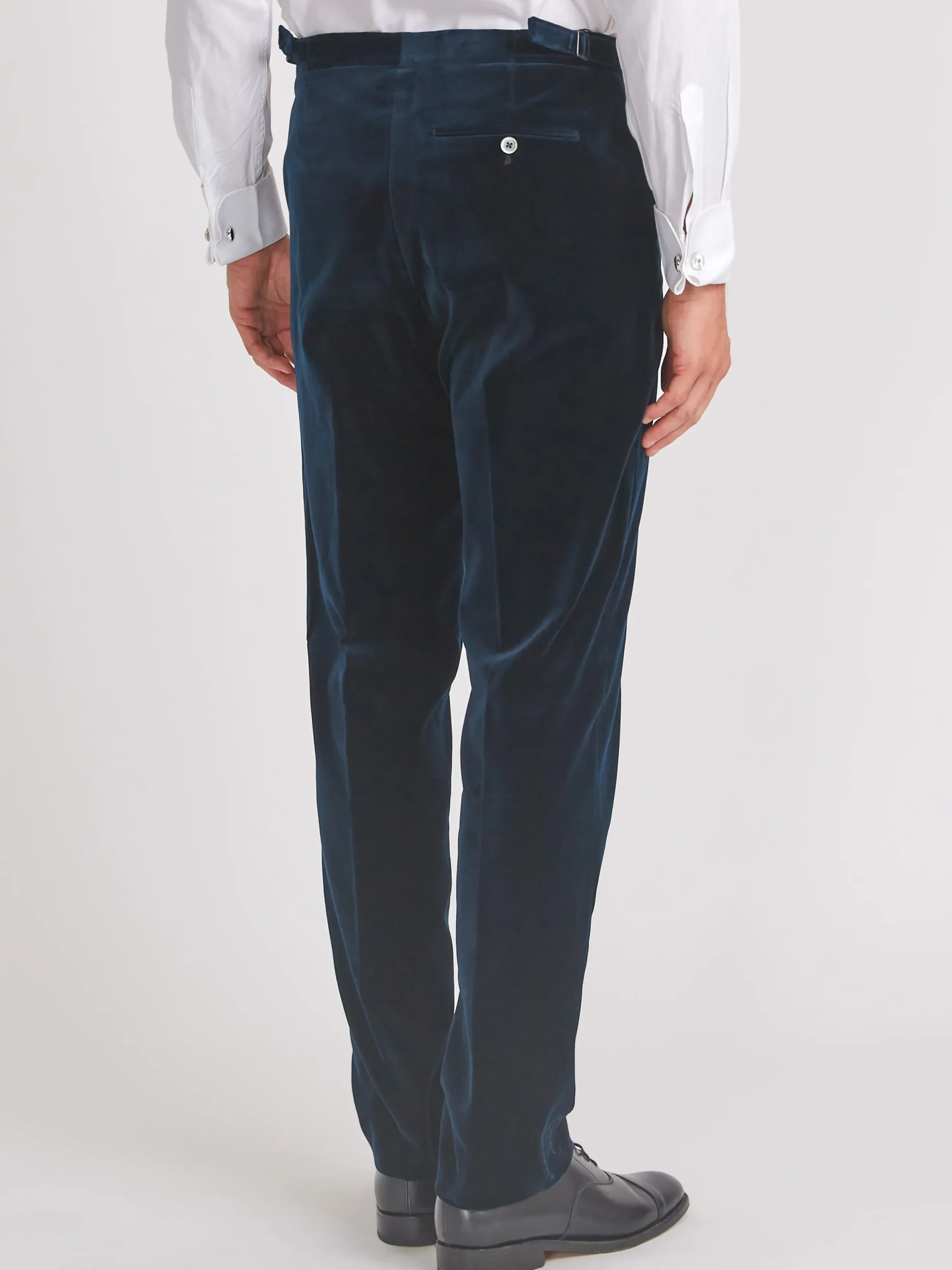 Favourbrook Navy Velvet Cotton Flat Front Dress Trouser- Trousers