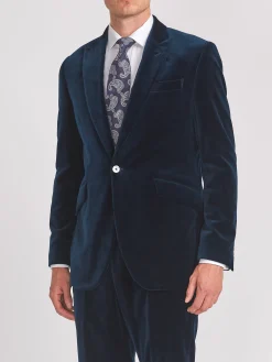 Favourbrook Navy Velvet Cotton Newport Jacket- Velvet Jackets