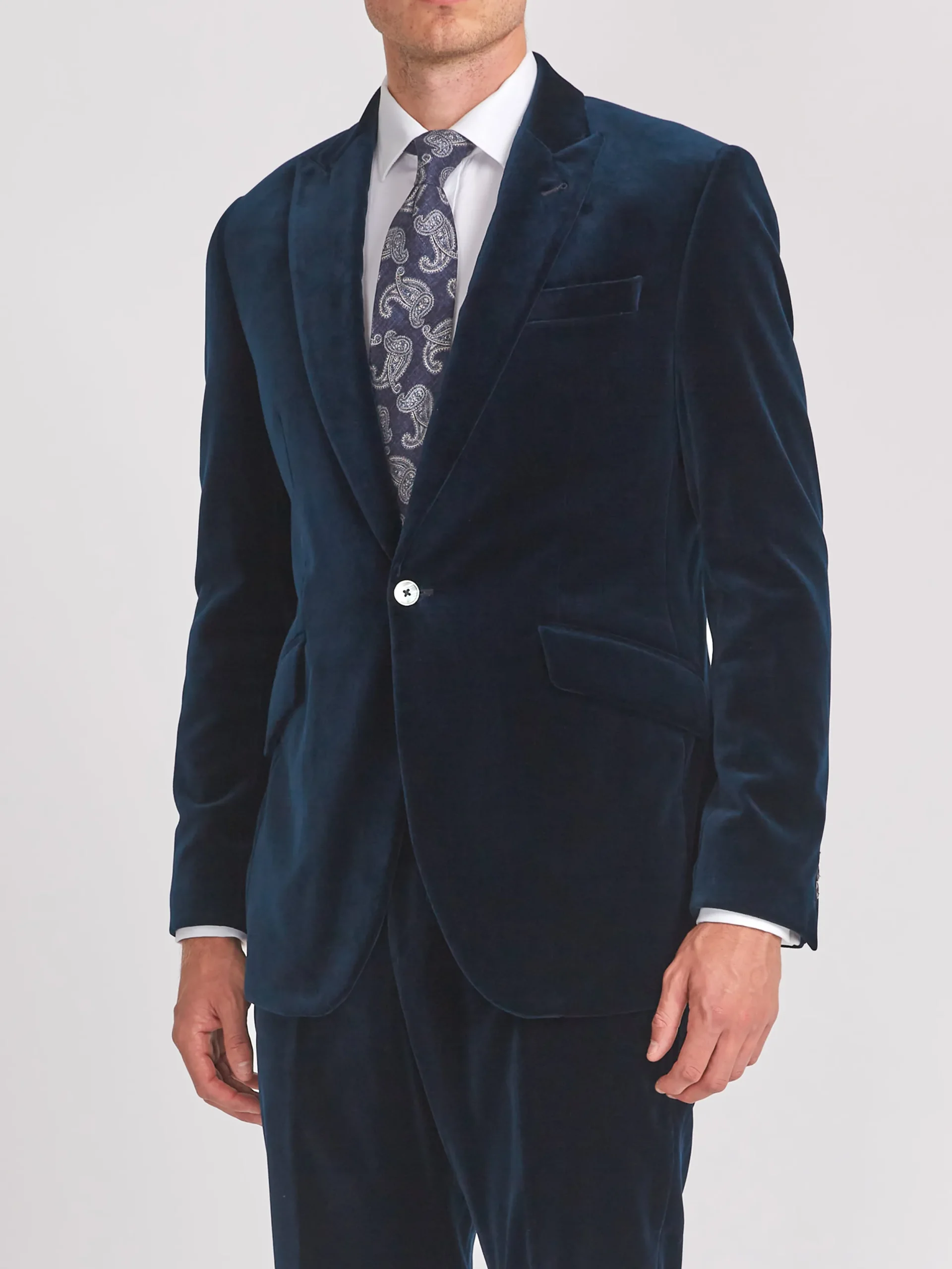 Favourbrook Navy Velvet Cotton Newport Jacket- Velvet Jackets