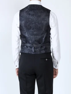 Favourbrook Navy Velvet Cotton Single Breasted 4 Button Piped Waistcoat- Eveningwear | Groomswear
