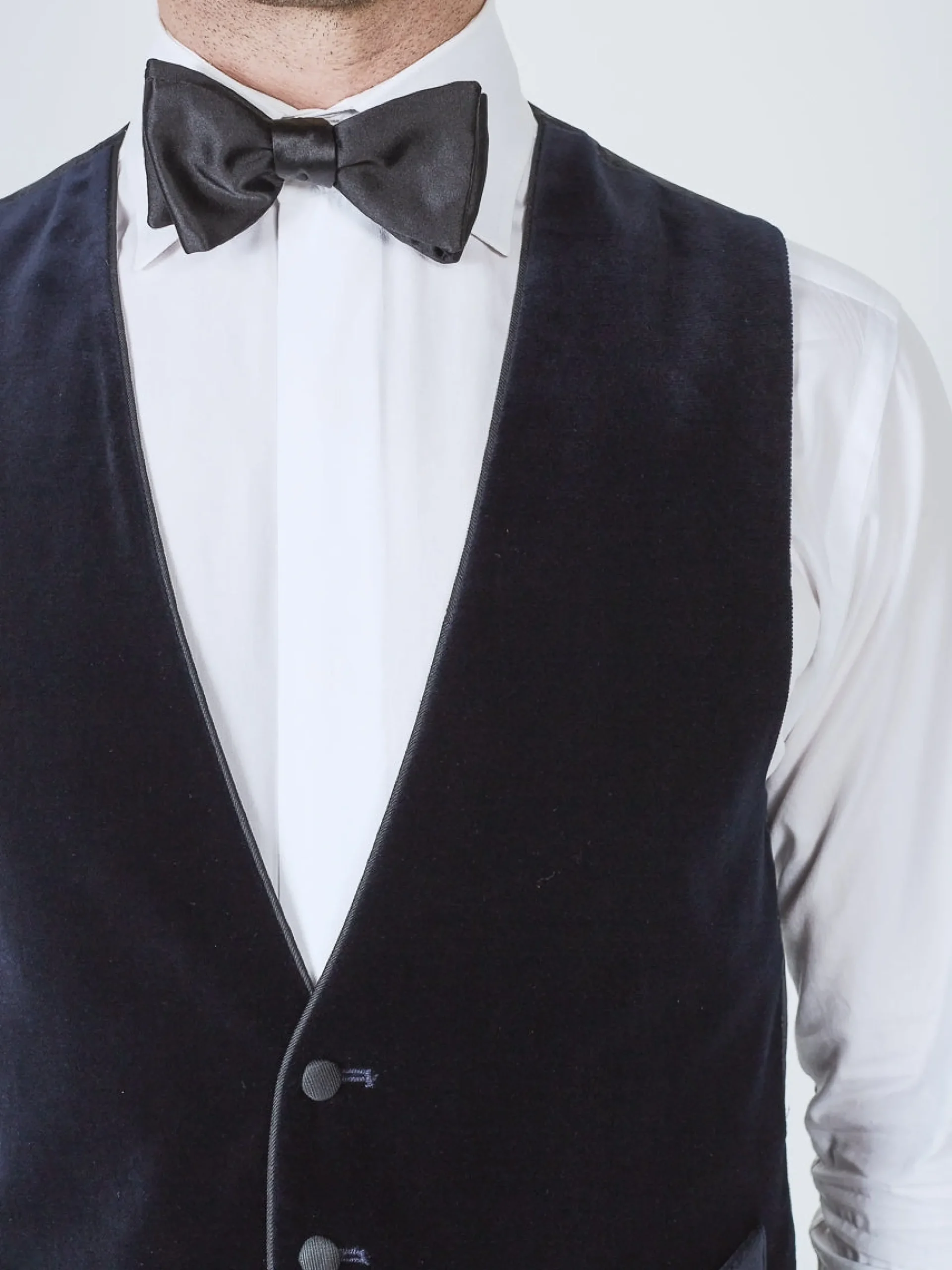 Favourbrook Navy Velvet Cotton Single Breasted 4 Button Piped Waistcoat- Eveningwear | Groomswear