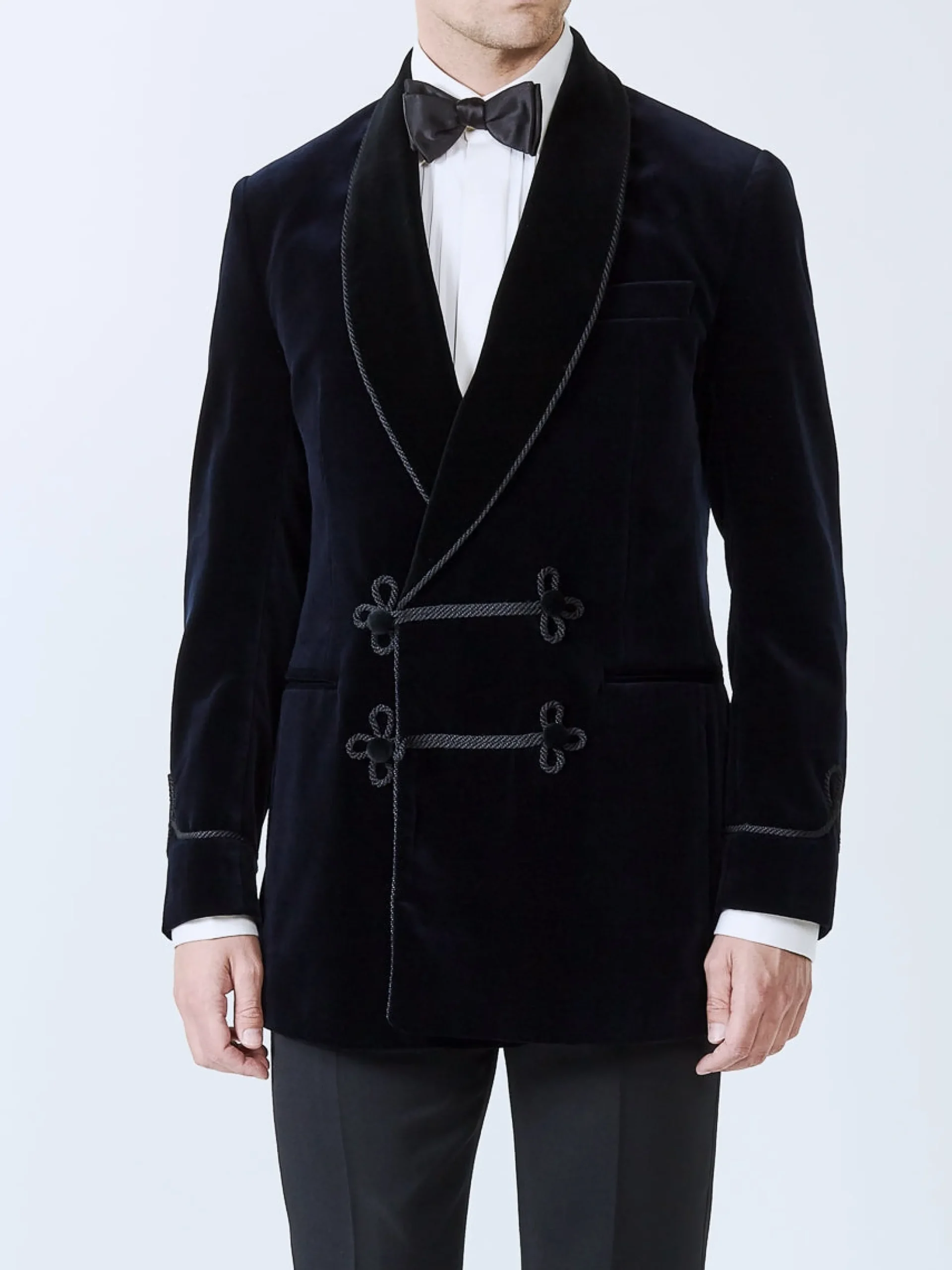 Favourbrook Navy Velvet Double Breasted Smoking Jacket- Eveningwear | Velvet Jackets