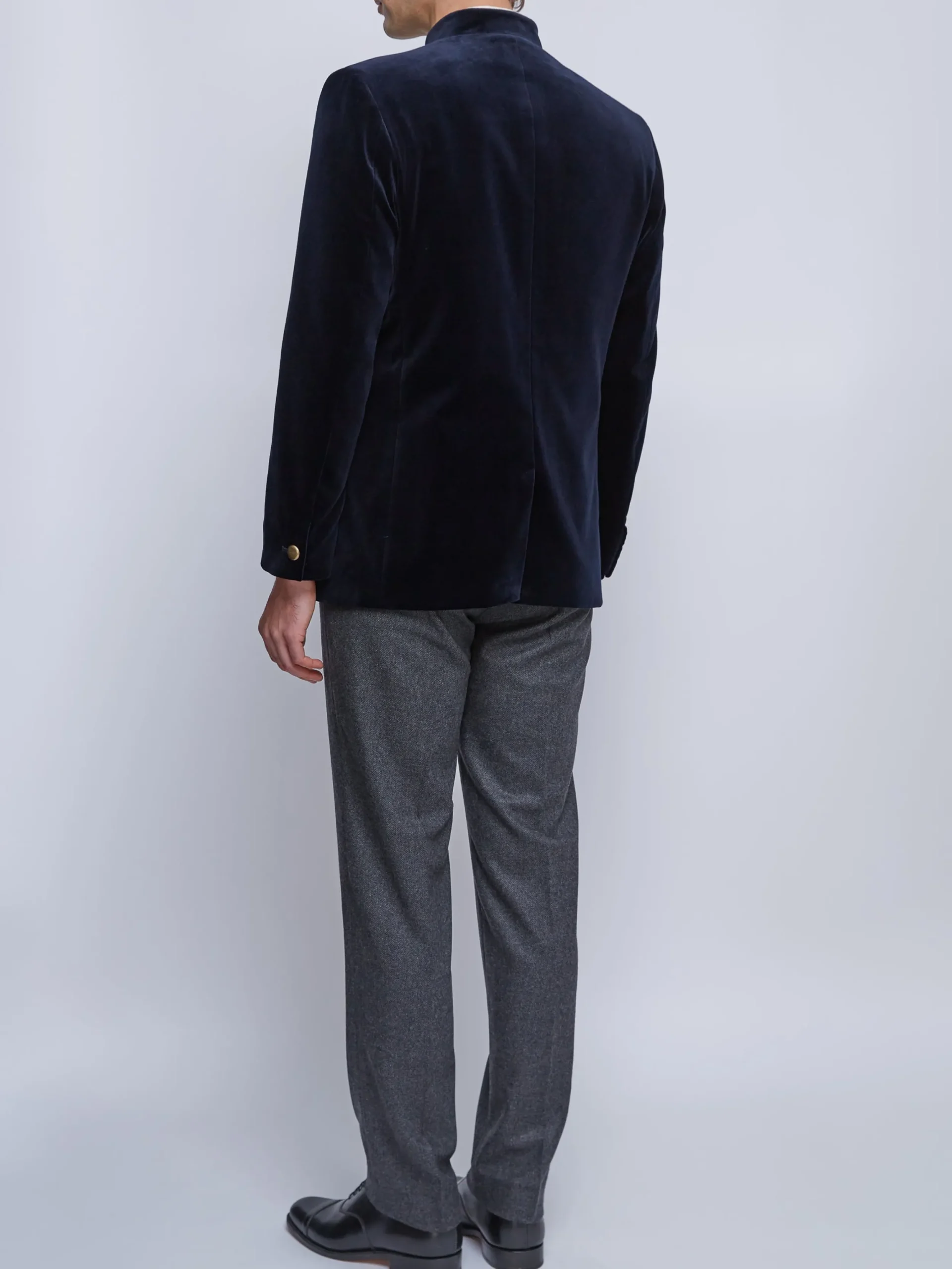 Favourbrook Navy Velvet Nehru Jacket Button Cuff- Velvet Jackets | Nehru Jackets