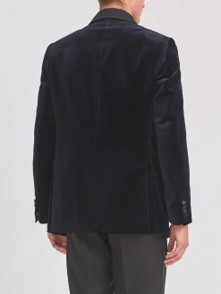 Favourbrook Navy Velvet Shawl Lapel Dinner Jacket- Occasionwear | Velvet Jackets