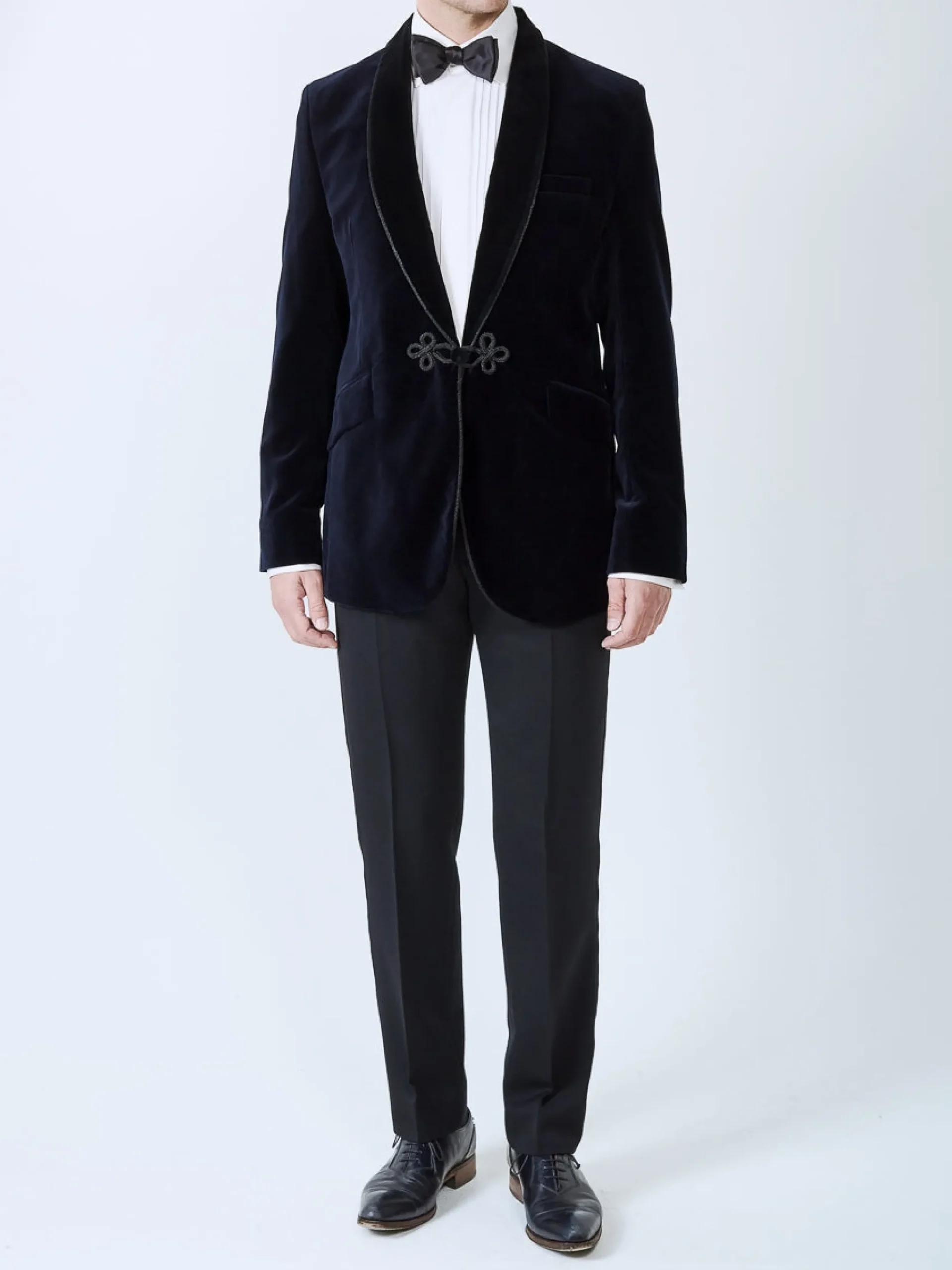 Favourbrook Navy Velvet Single Breasted Grosvenor Smoking Jacket- Eveningwear | Velvet Jackets