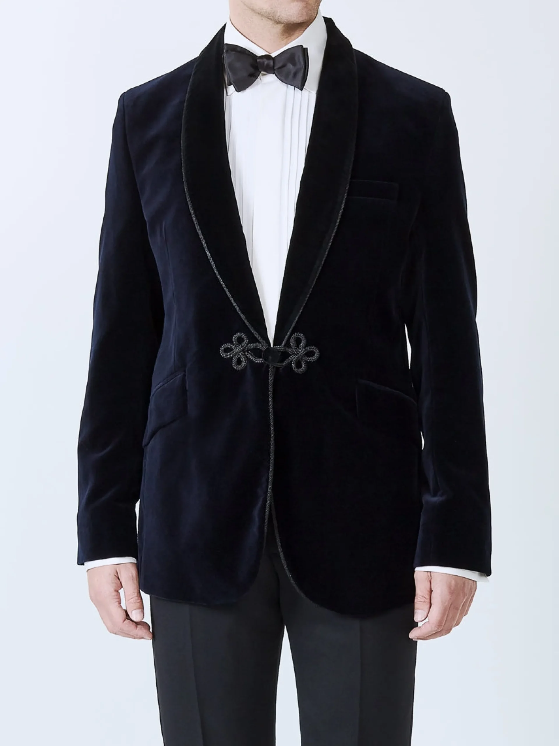 Favourbrook Navy Velvet Single Breasted Grosvenor Smoking Jacket- Eveningwear | Velvet Jackets