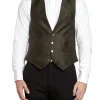 Favourbrook Olive Botanics Silk Single Breasted 4 Button Waistcoat- Waistcoats | Evening Waistcoats