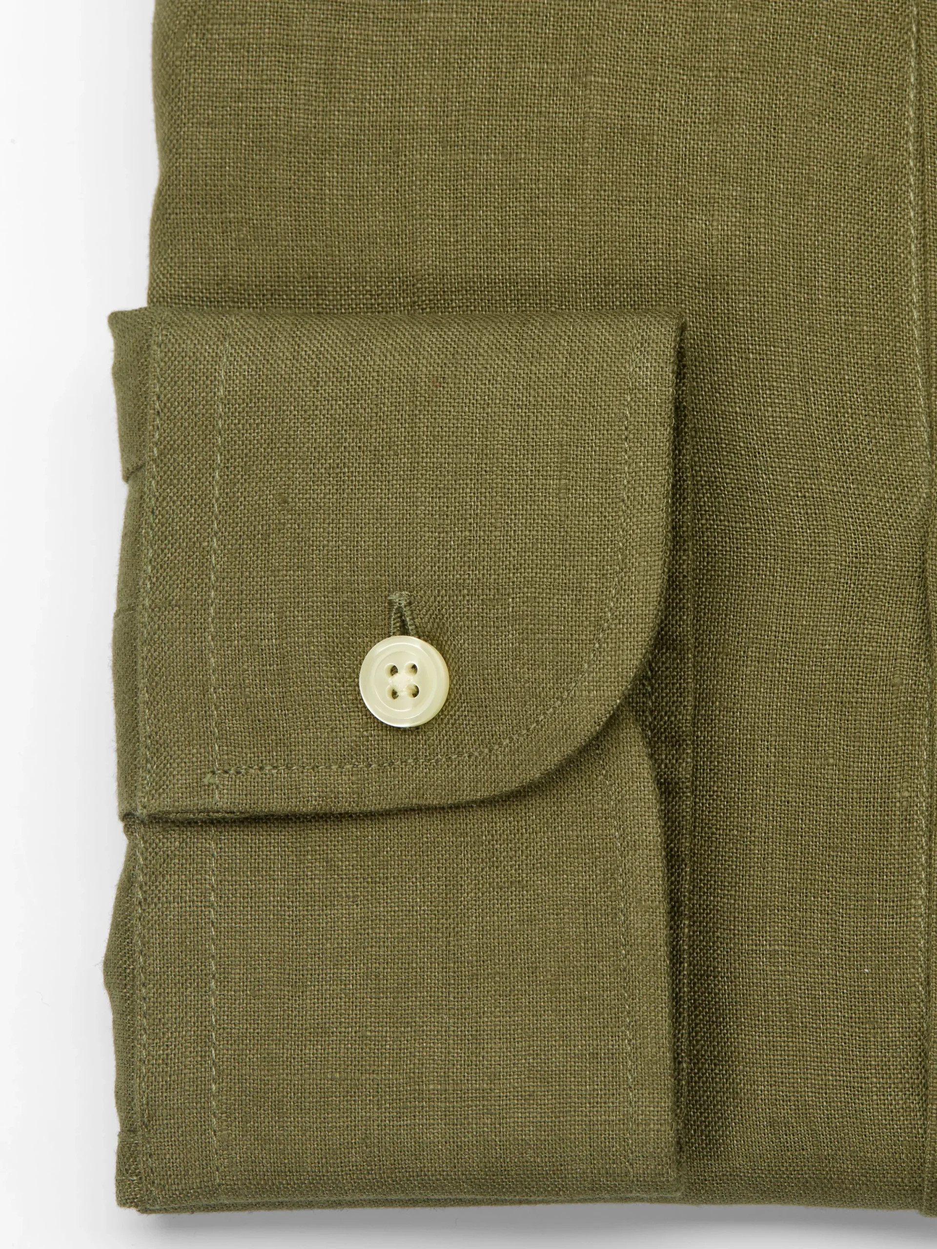 Favourbrook Olive Bridford Linen Cutaway Collar Shirt- Shirts