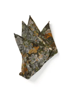 Favourbrook Olive Chatsworth Silk Wool Pocket Square- Pocket Squares