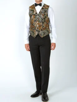Favourbrook Olive Chatsworth Single Breasted 6 Button Waistcoat- Waistcoats | Evening Waistcoats
