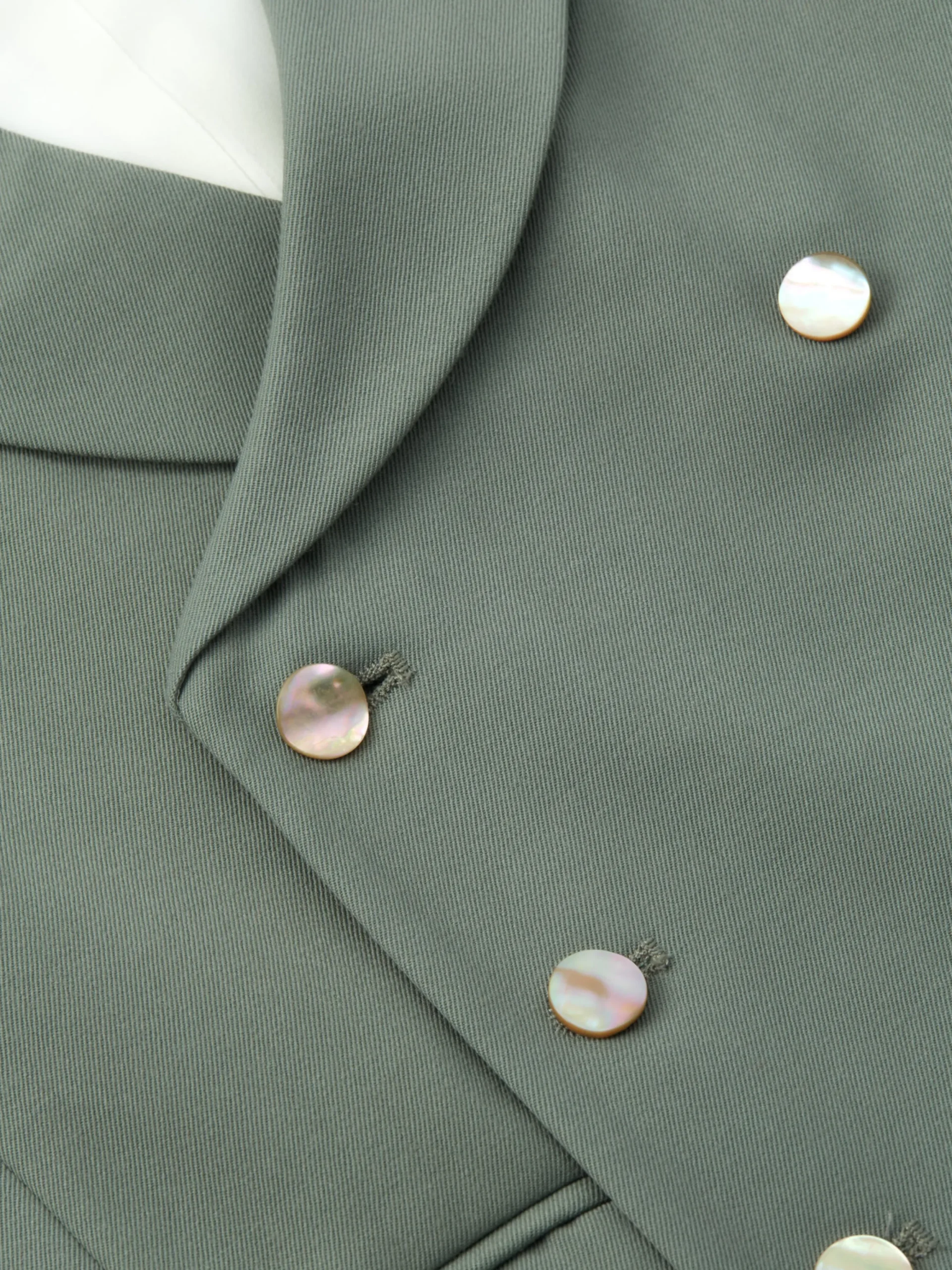 Favourbrook Olive Gabardine Wool Double Breasted 8 Button Shawl Lapel Waistcoat- Groomswear | Waistcoats