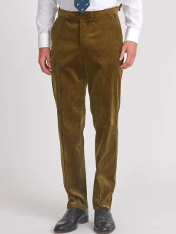 Favourbrook Olive Hatfield Cord Dress Trouser- Trousers | Suits