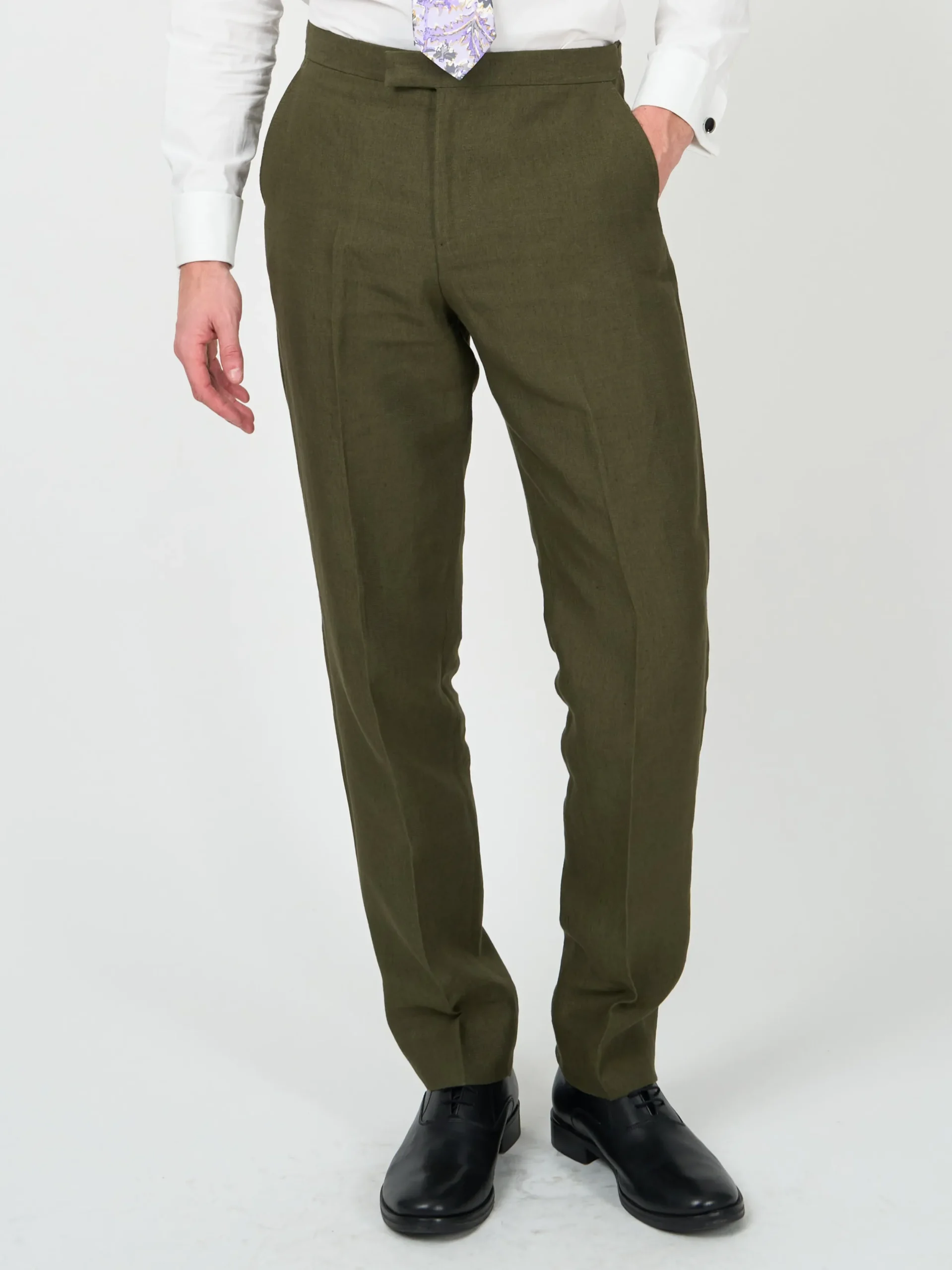 Favourbrook Olive Hembridge Linen Dress Trouser- Wedding Attire | Trousers