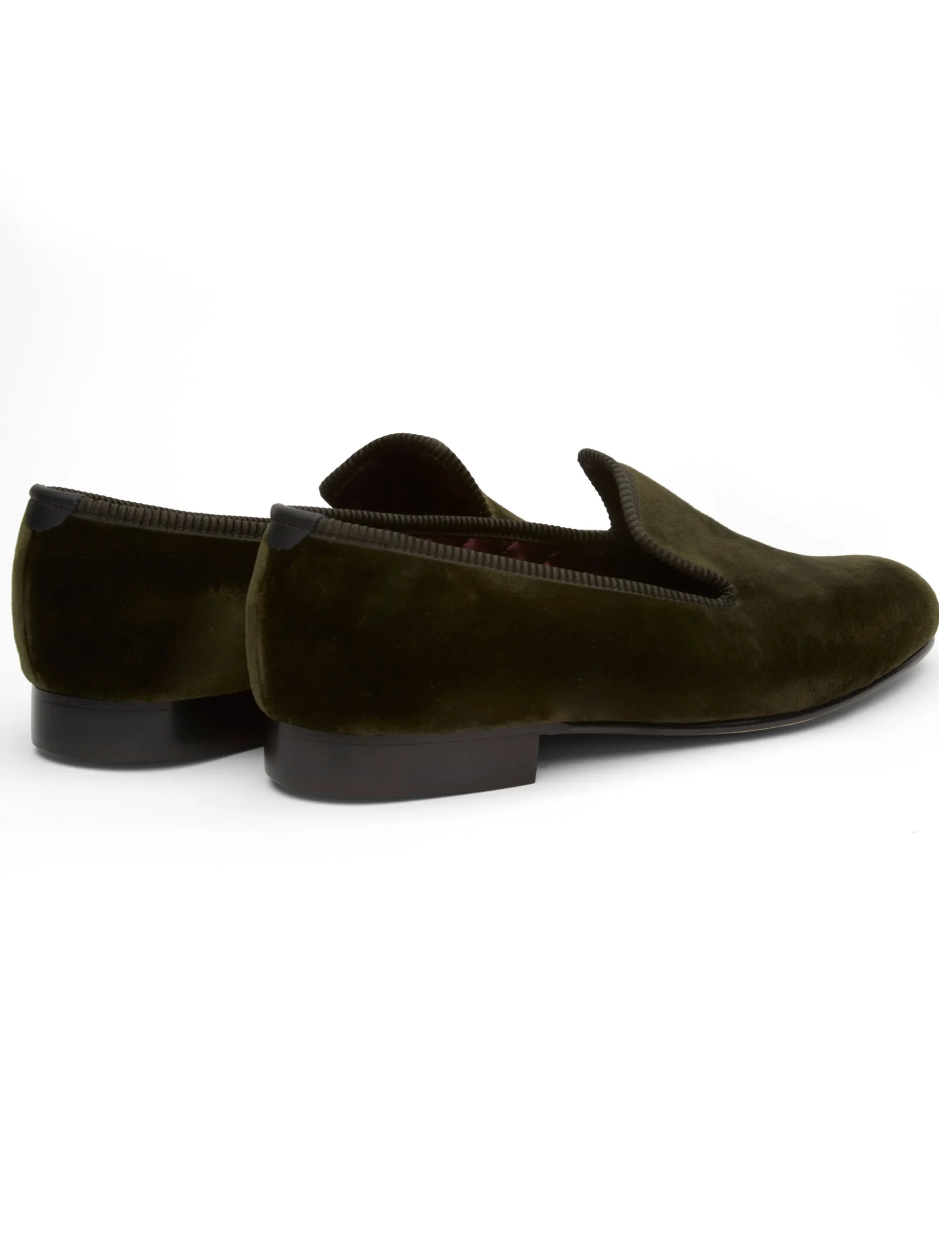 Favourbrook Olive Velvet Cotton & Leather Slippers- Slippers