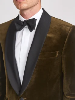 Favourbrook Olive Velvet Cotton Chaucer Jacket- Velvet Jackets | Dinner Jackets