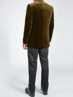 Favourbrook Olive Velvet Nehru Jacket with Frogging on Sleeve- Nehru Jackets | Velvet Jackets