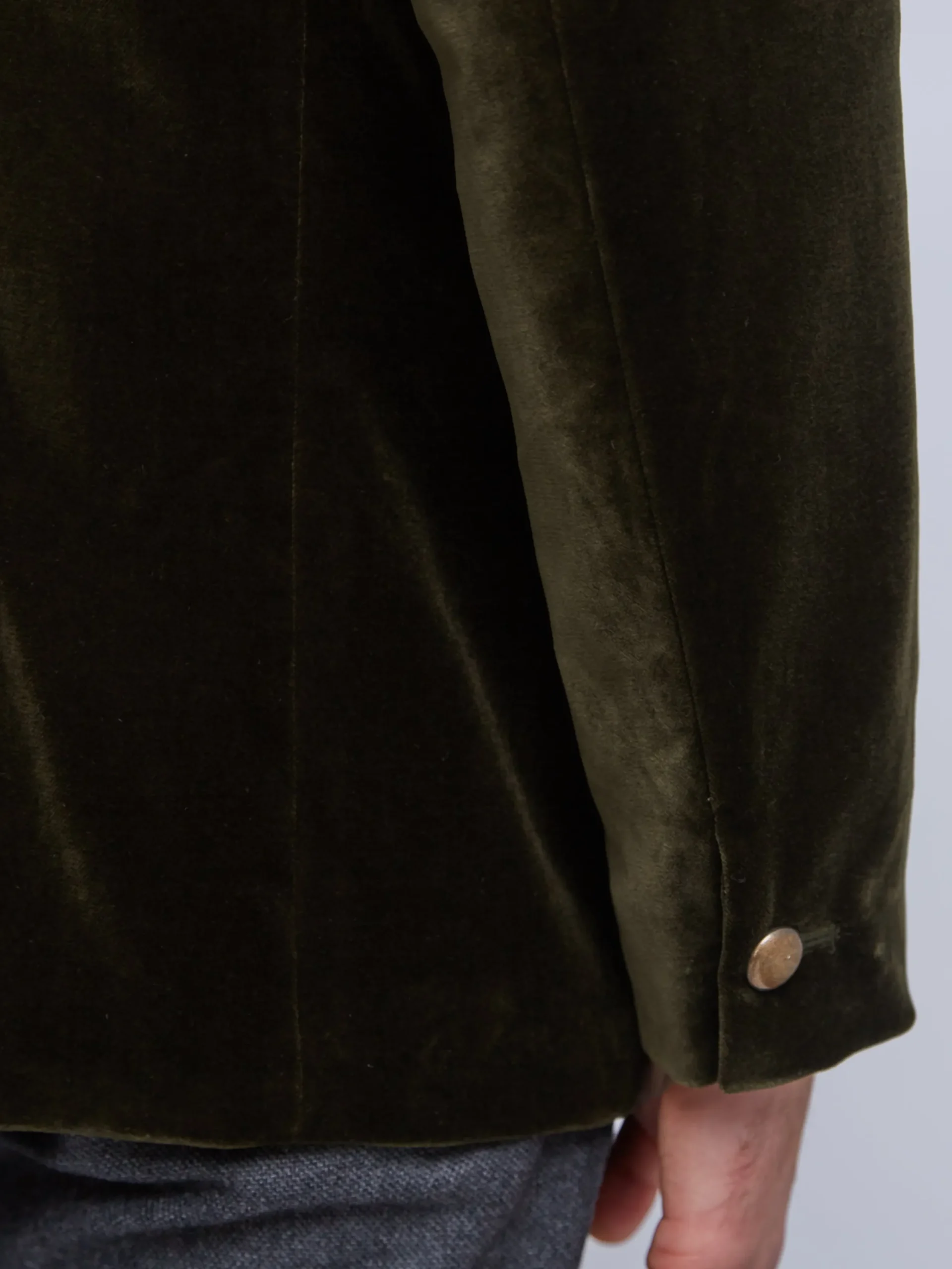 Favourbrook Olive Velvet Nehru Jacket Button Cuff- Nehru Jackets | Velvet Jackets