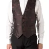 Favourbrook Orange Cork Silk Single Breasted 4 Button Piped Waistcoat- Waistcoats | Evening Waistcoats