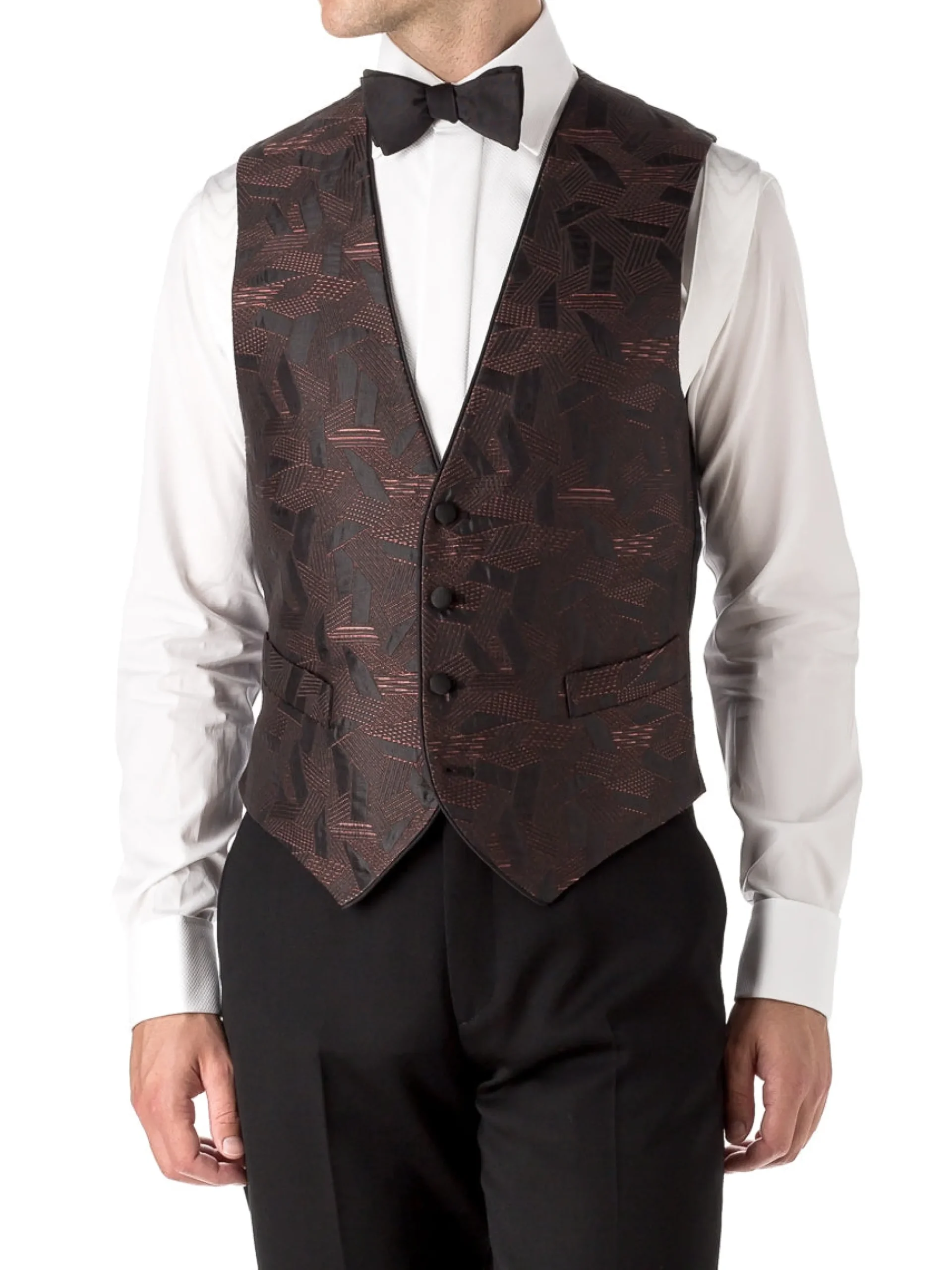 Favourbrook Orange Cork Silk Single Breasted 4 Button Piped Waistcoat- Waistcoats | Evening Waistcoats