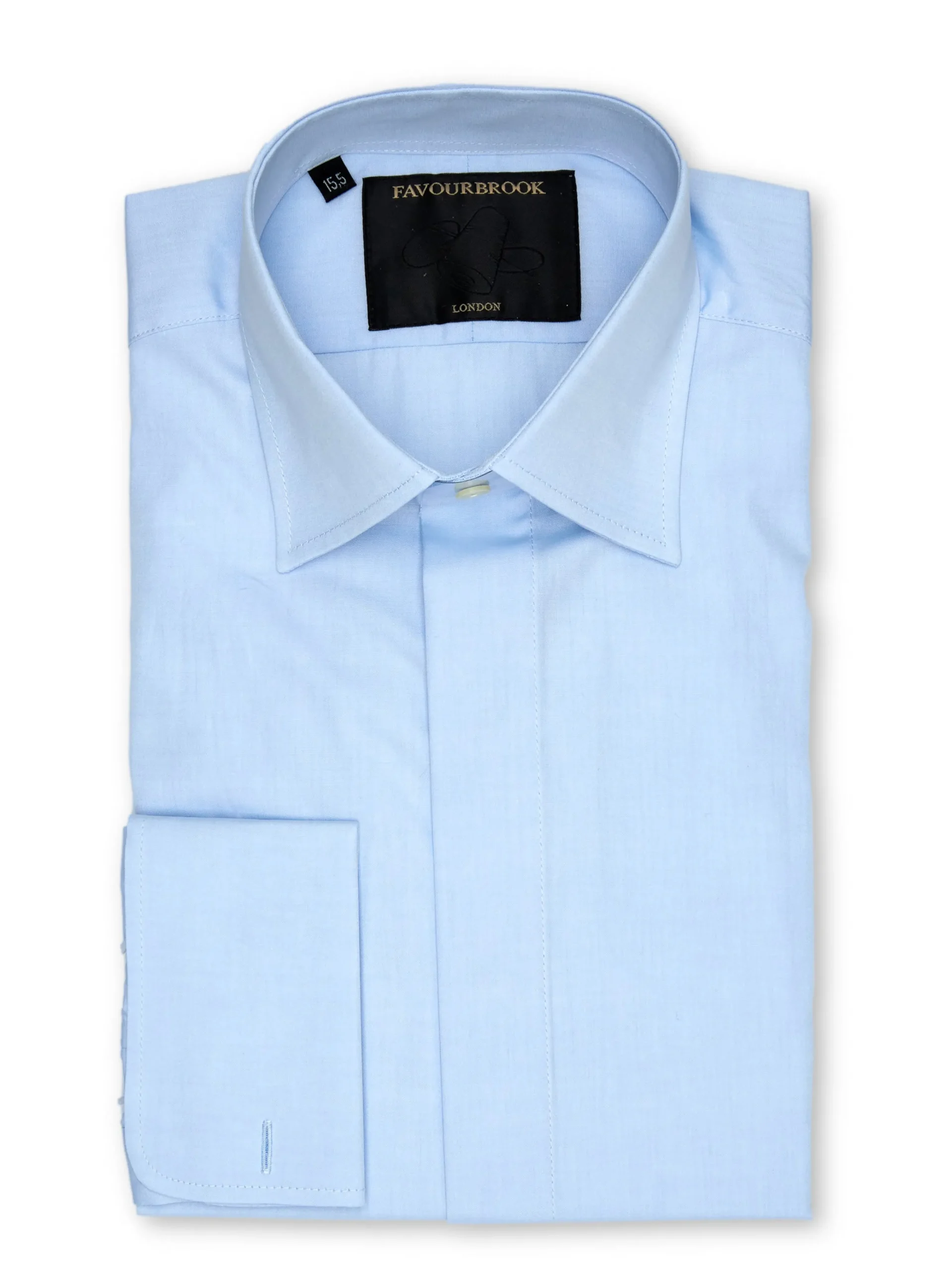 Favourbrook Pale Blue Poplin Cotton Gatsby Shirt- Shirts