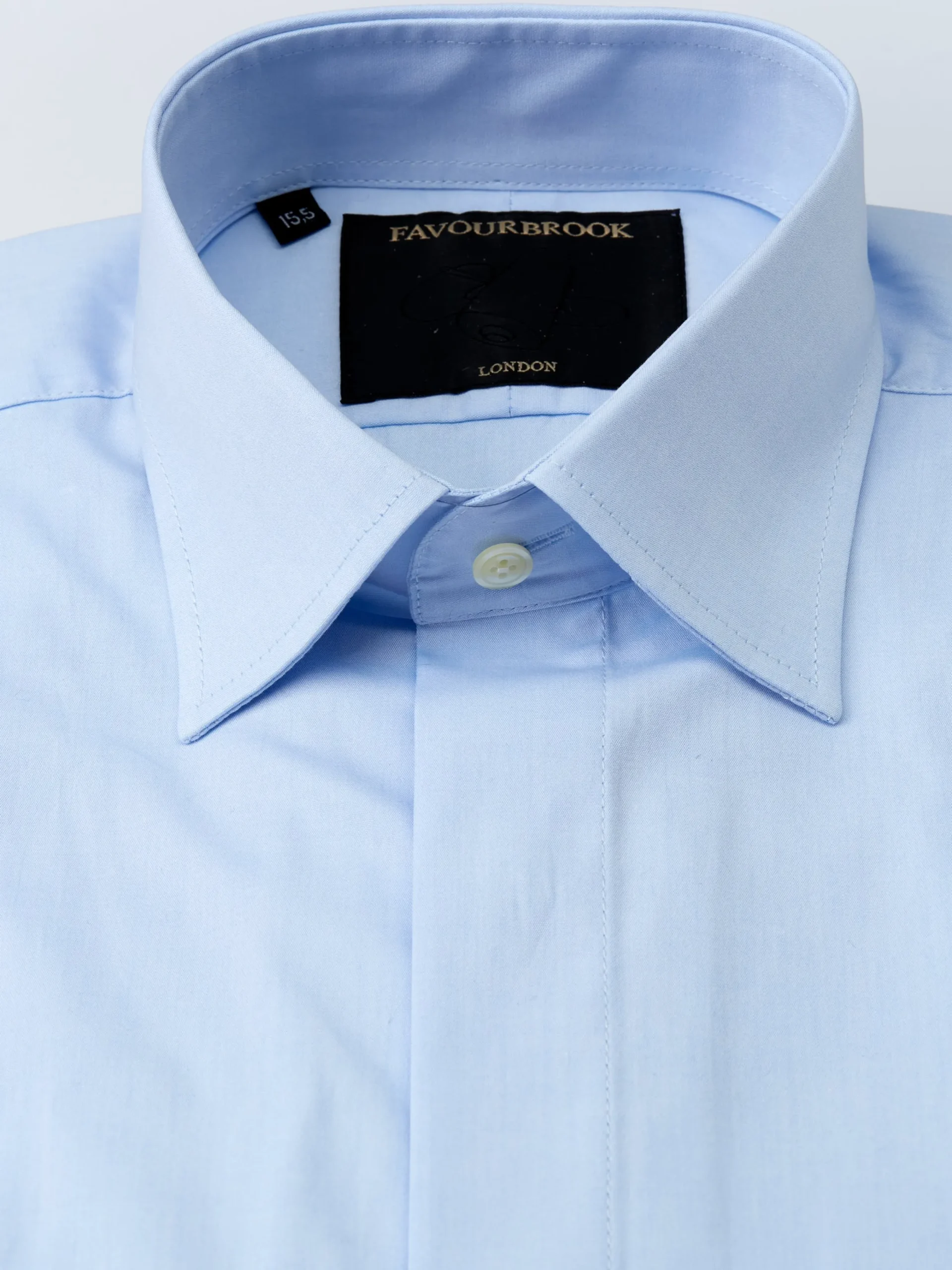 Favourbrook Pale Blue Poplin Cotton Gatsby Shirt- Shirts