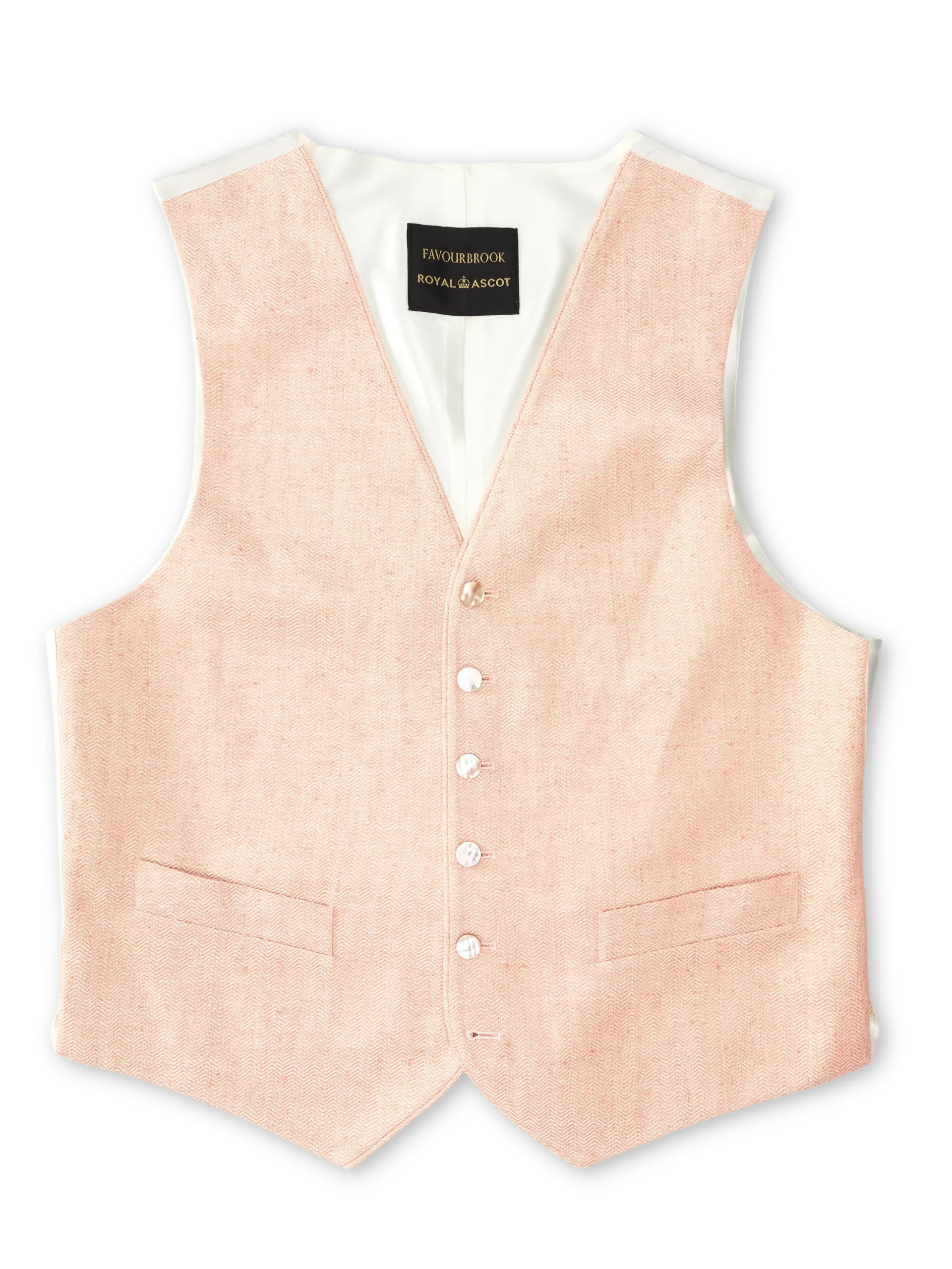 Favourbrook Pastel Pink Randwick Single Breasted 6 Button Piped Waistcoat- Waistcoats | Single Breasted Waistcoats