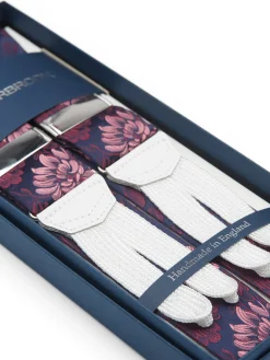 Favourbrook Pink Bourgainville White Leather Silk Braces- Braces
