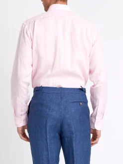 Favourbrook Pink Bridford Linen Cutaway Collar Shirt- Shirts