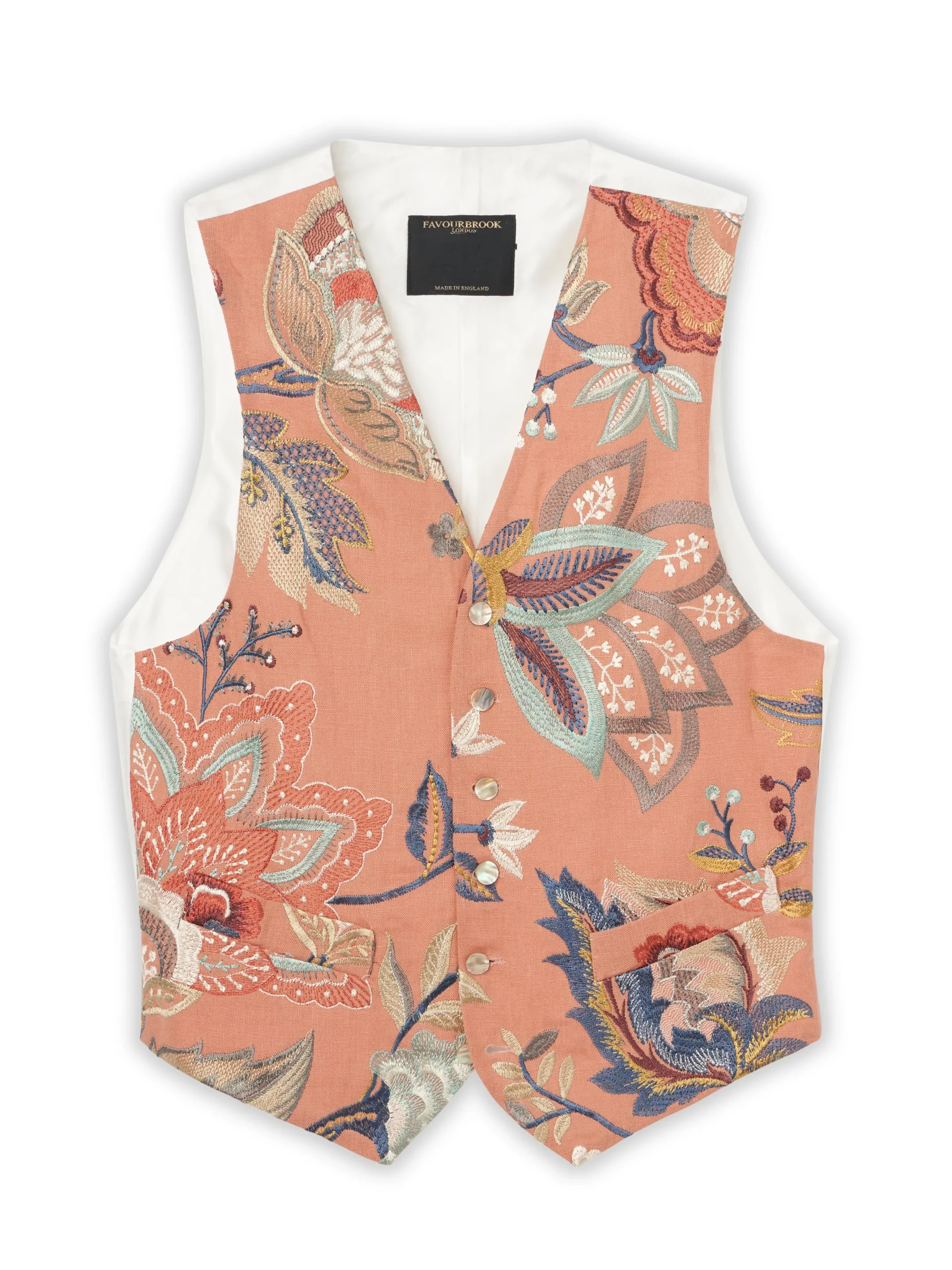 Favourbrook Pink Fulford Single Breasted 6 Button Waistcoat- Waistcoats | Single Breasted Waistcoats