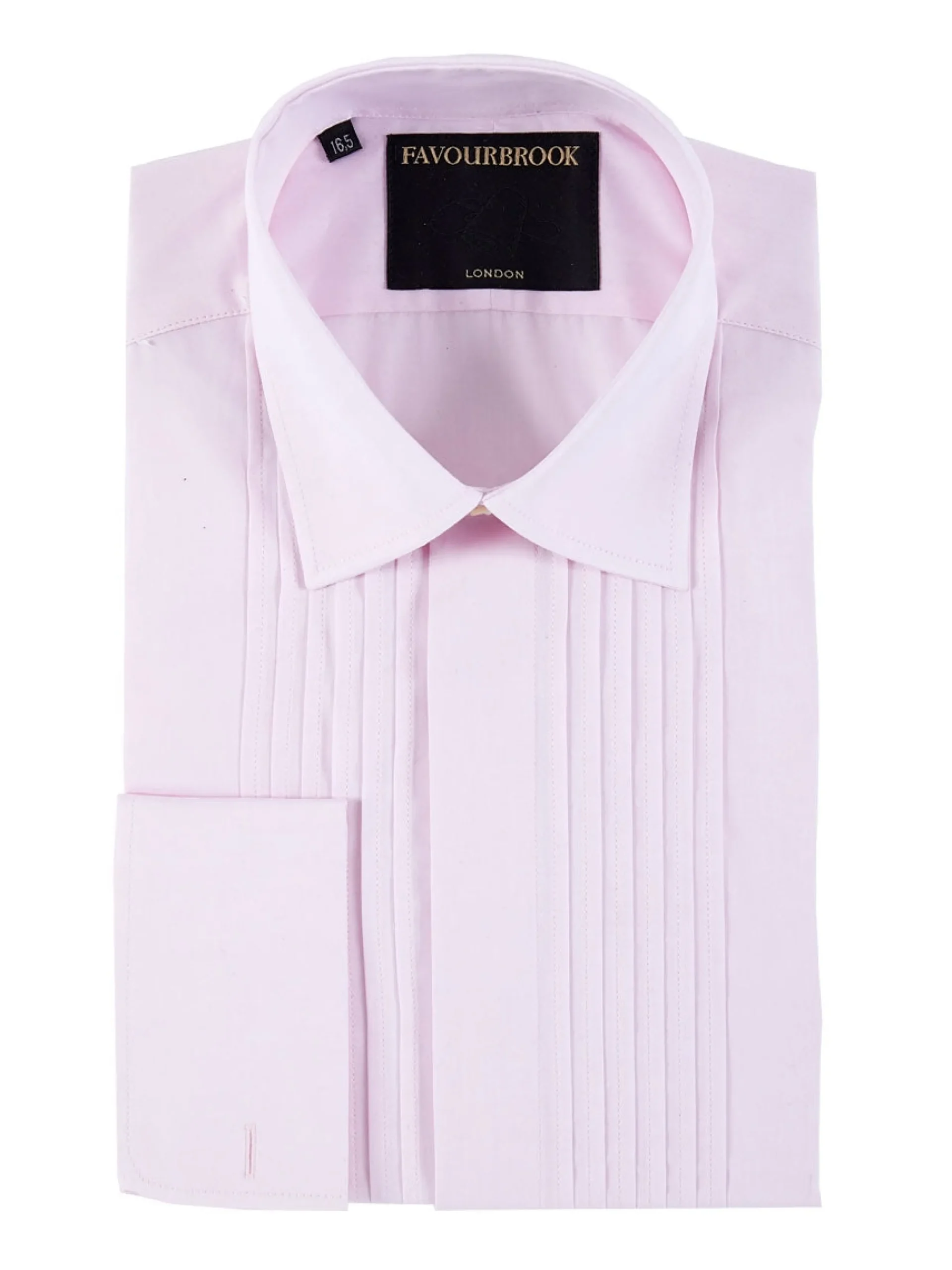Favourbrook Pink Poplin Cotton Pleated Pintuck Dress Shirt- Shirts