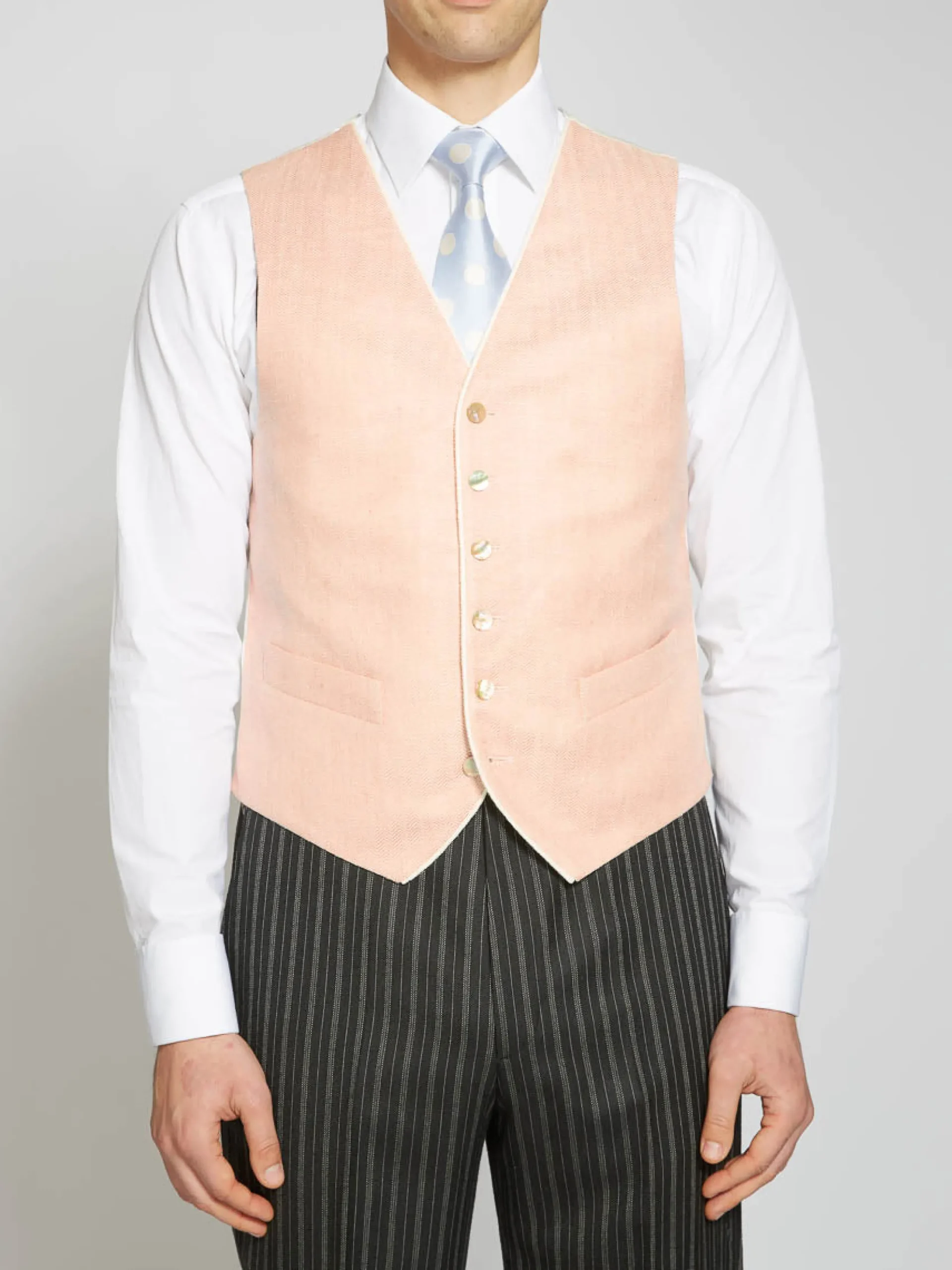 Favourbrook Pink Randwick Single Breasted 6 Button Piped Waistcoat- Waistcoats | Royal Ascot Waistcoats