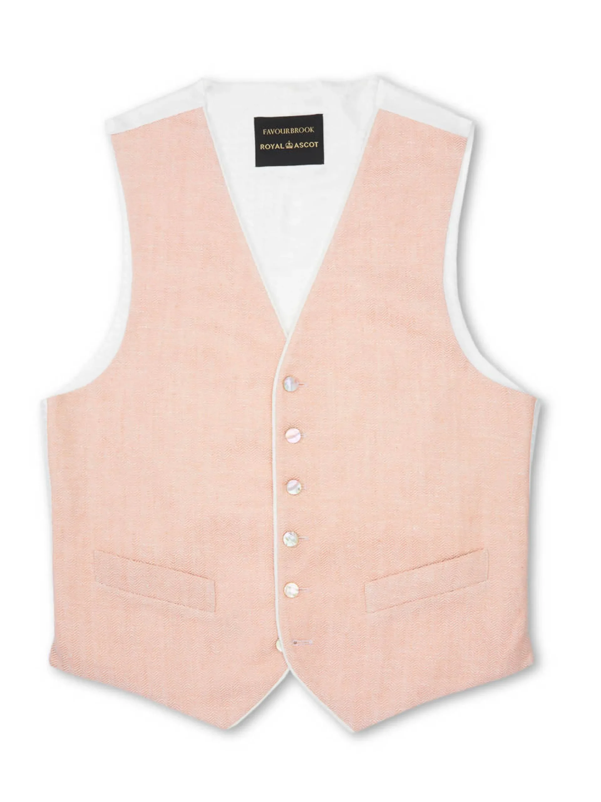 Favourbrook Pink Randwick Single Breasted 6 Button Piped Waistcoat- Waistcoats | Royal Ascot Waistcoats