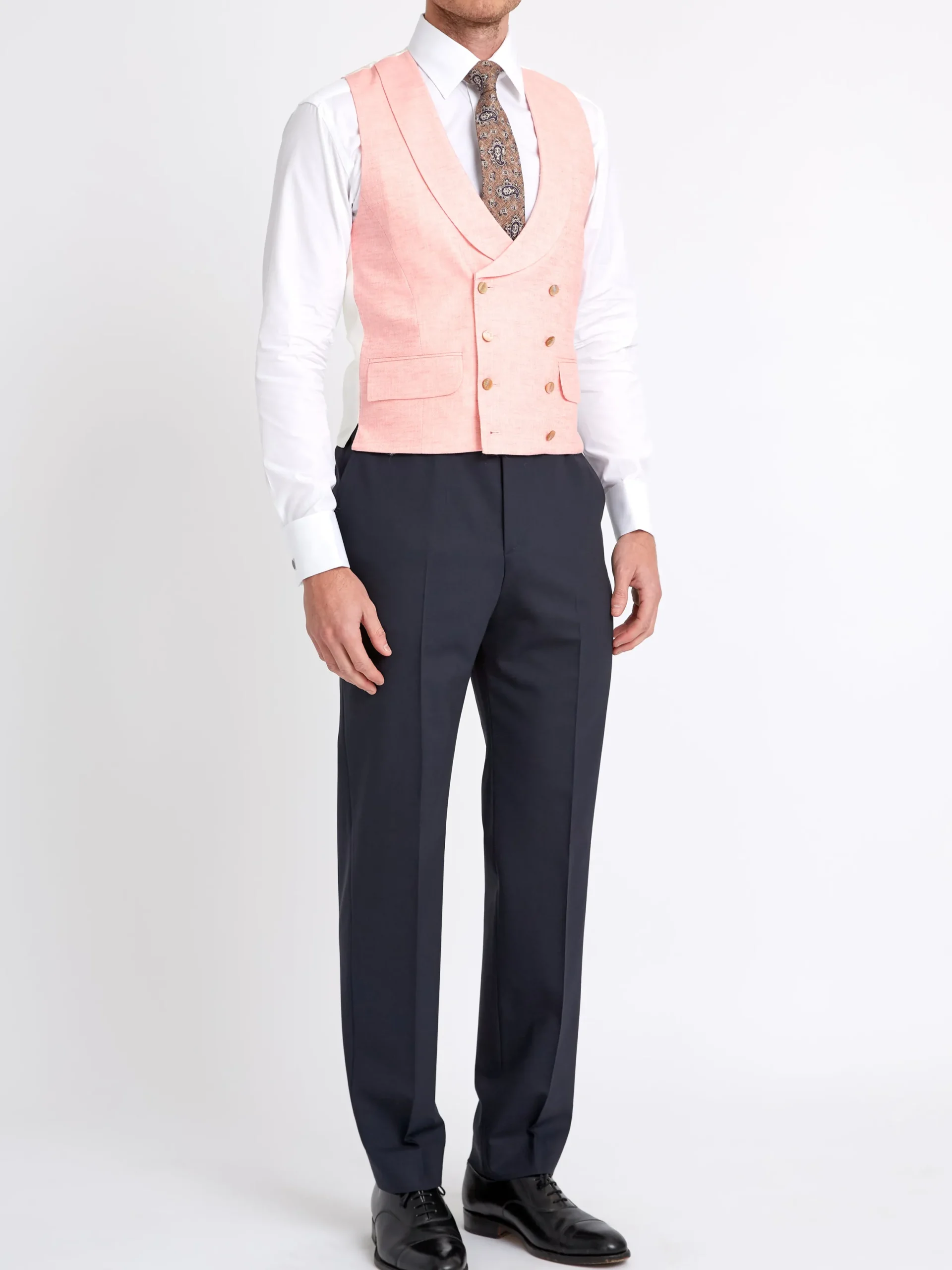 Favourbrook Pink Wolferton Double Breasted 8 Button Shawl Lapel Waistcoat- Waistcoats | Royal Ascot Waistcoats