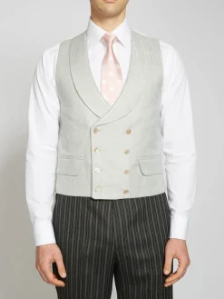 Favourbrook Pistachio Randwick Double Breasted 8 Button Shawl Lapel Piped Waistcoat - Ascot- Groomswear | Waistcoats